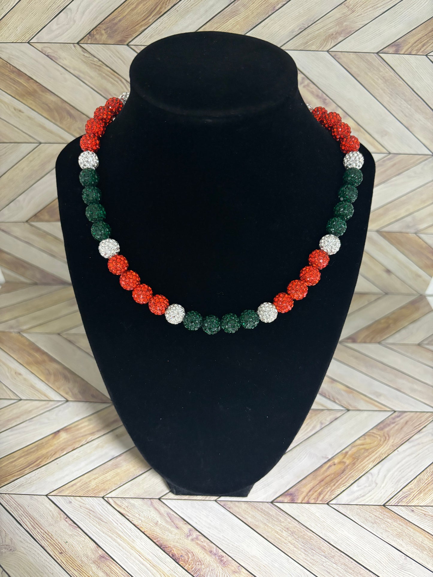Green, Orange & White Necklace