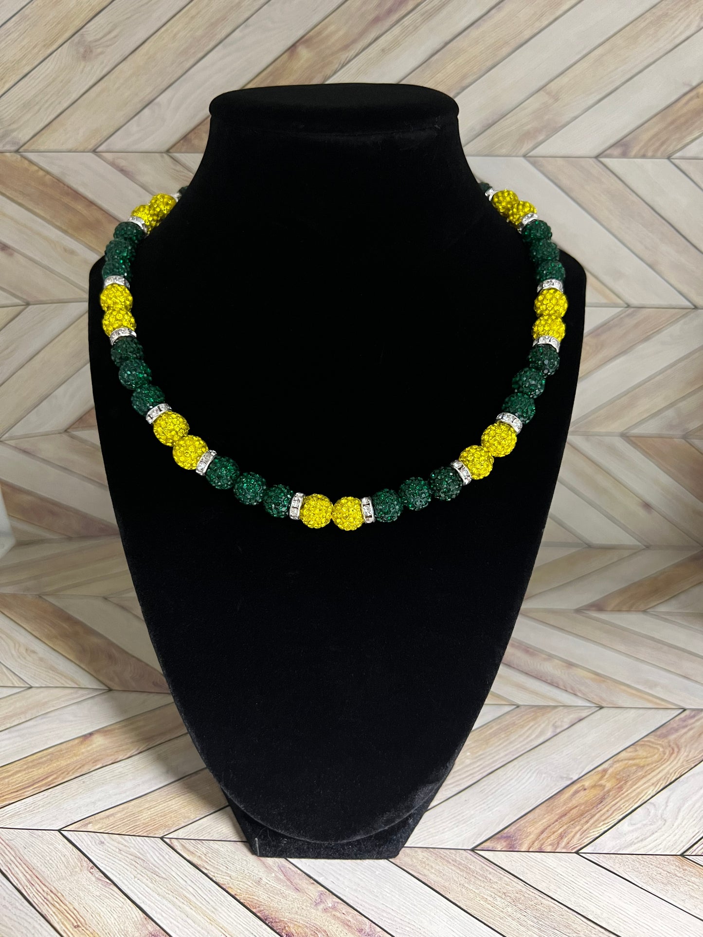 Green, Yellow & White Spacers Necklace
