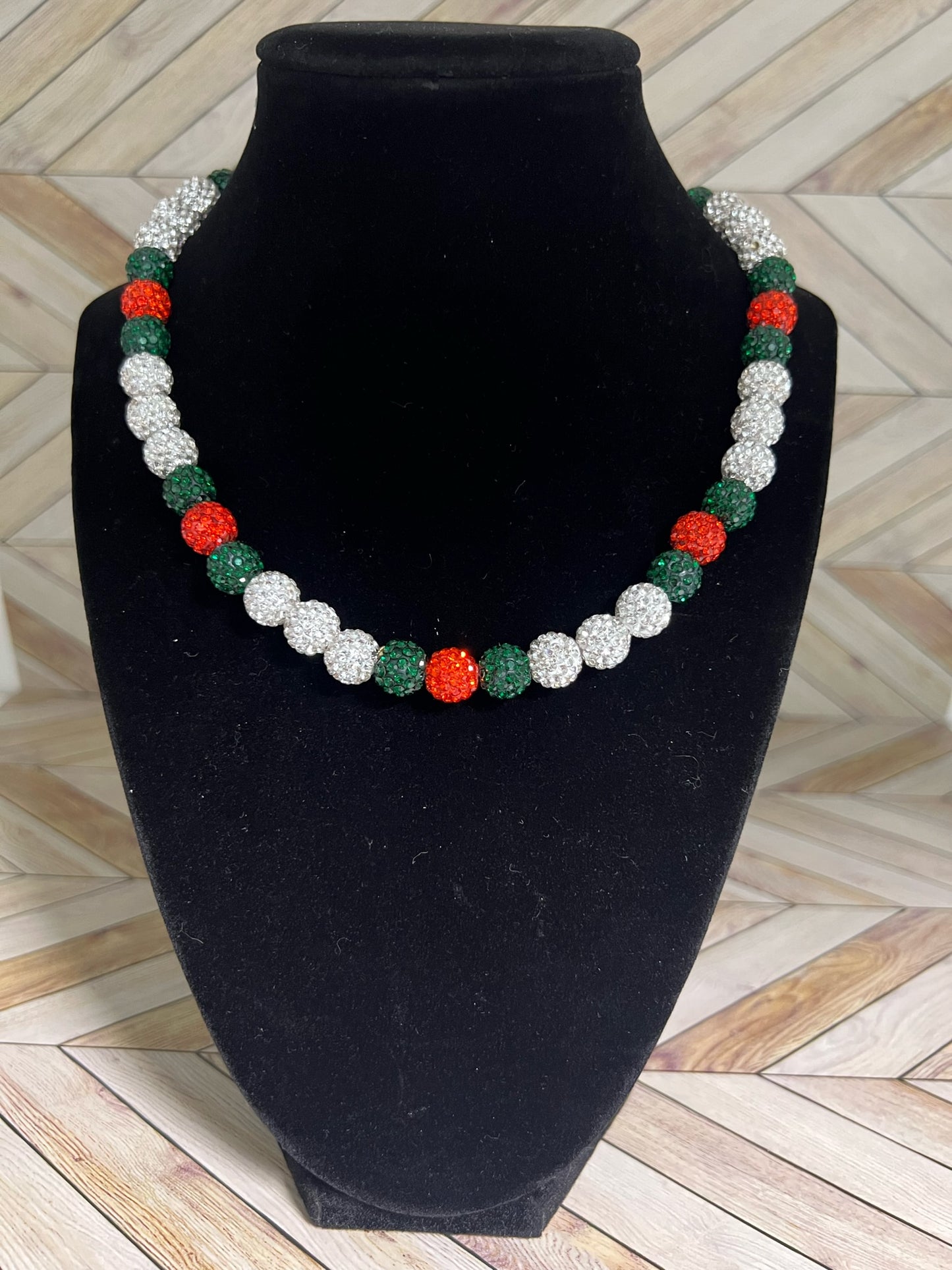 White, Green & Orange Necklace