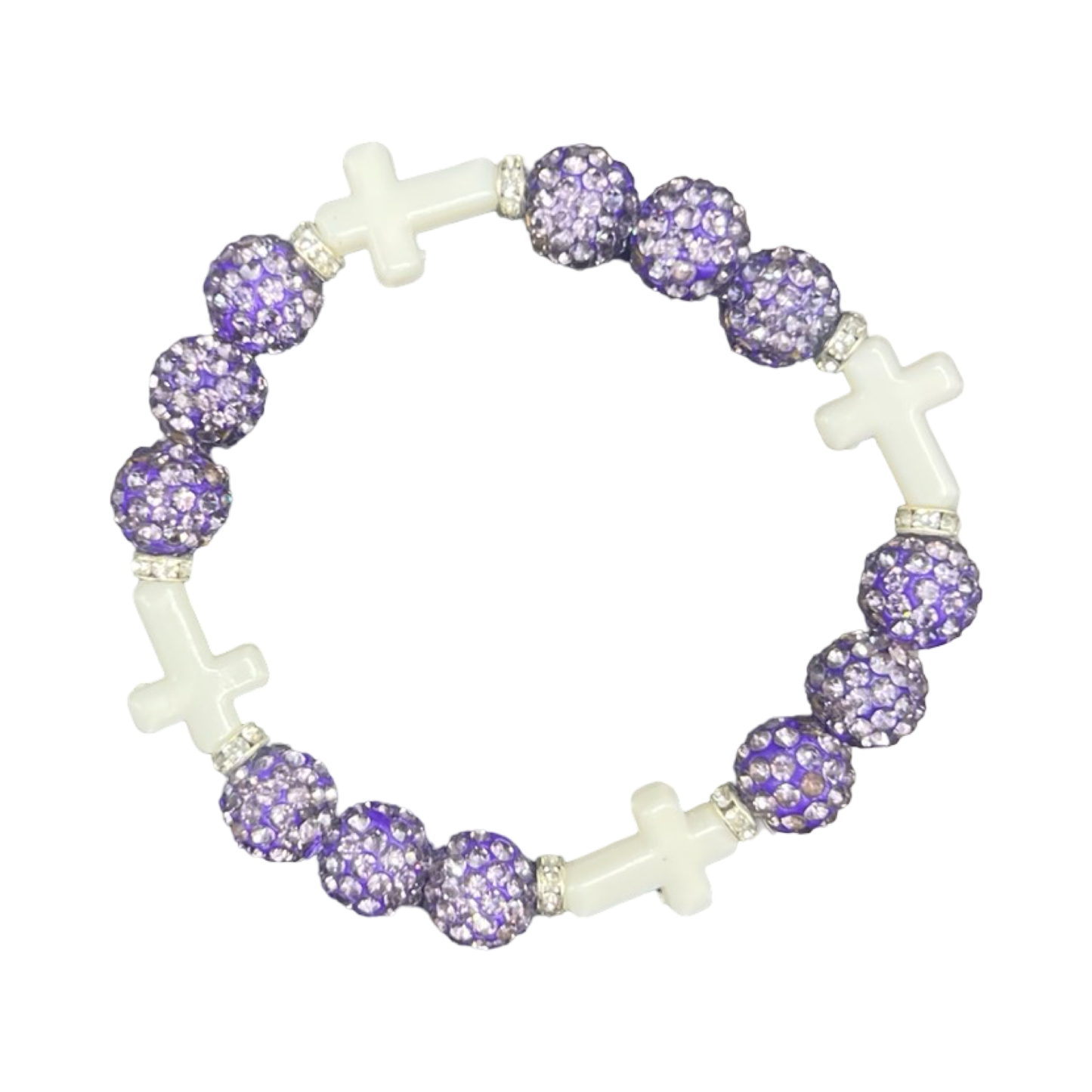 Purple & White Mini Cross Bracelet