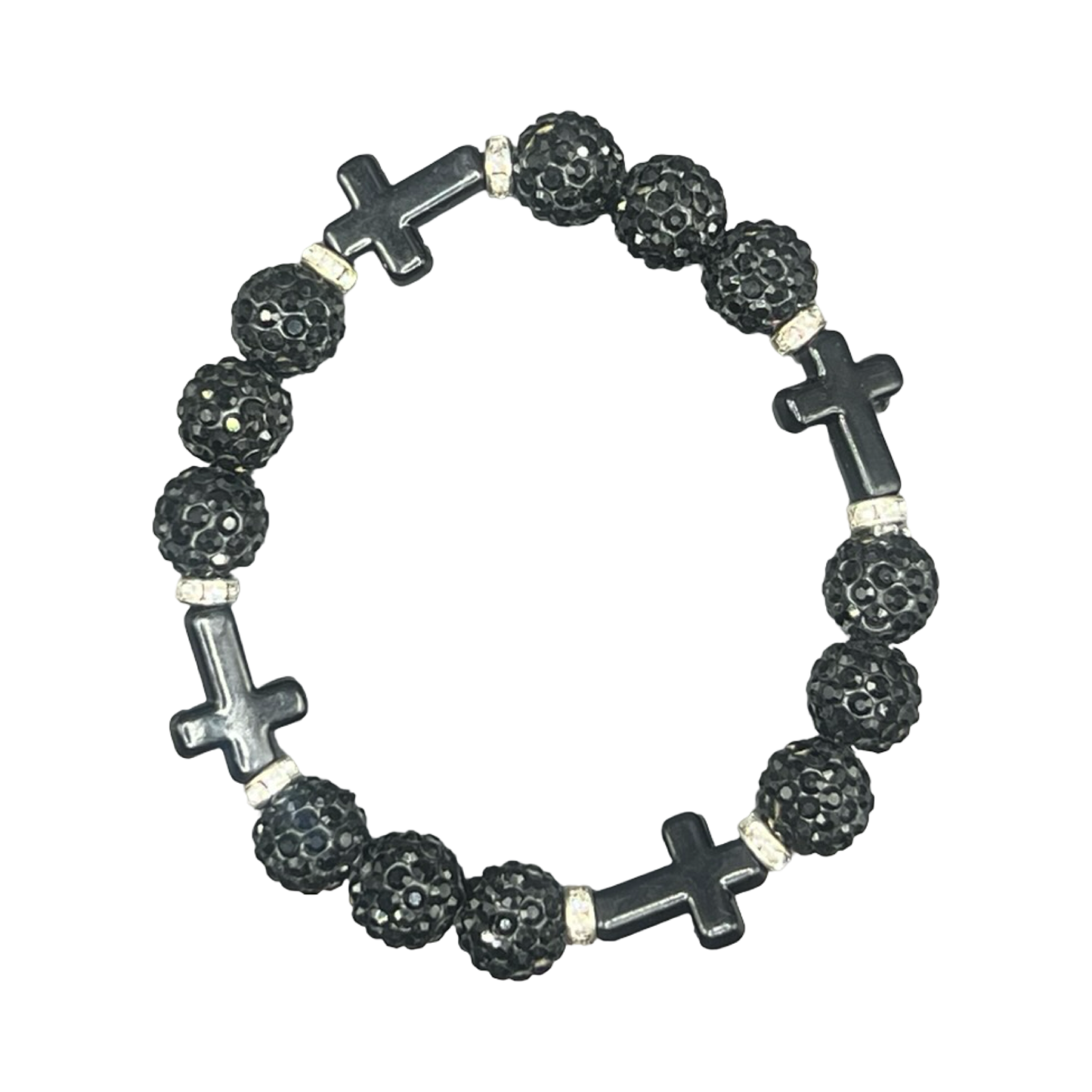 Black & Black Mini Cross Bracelet