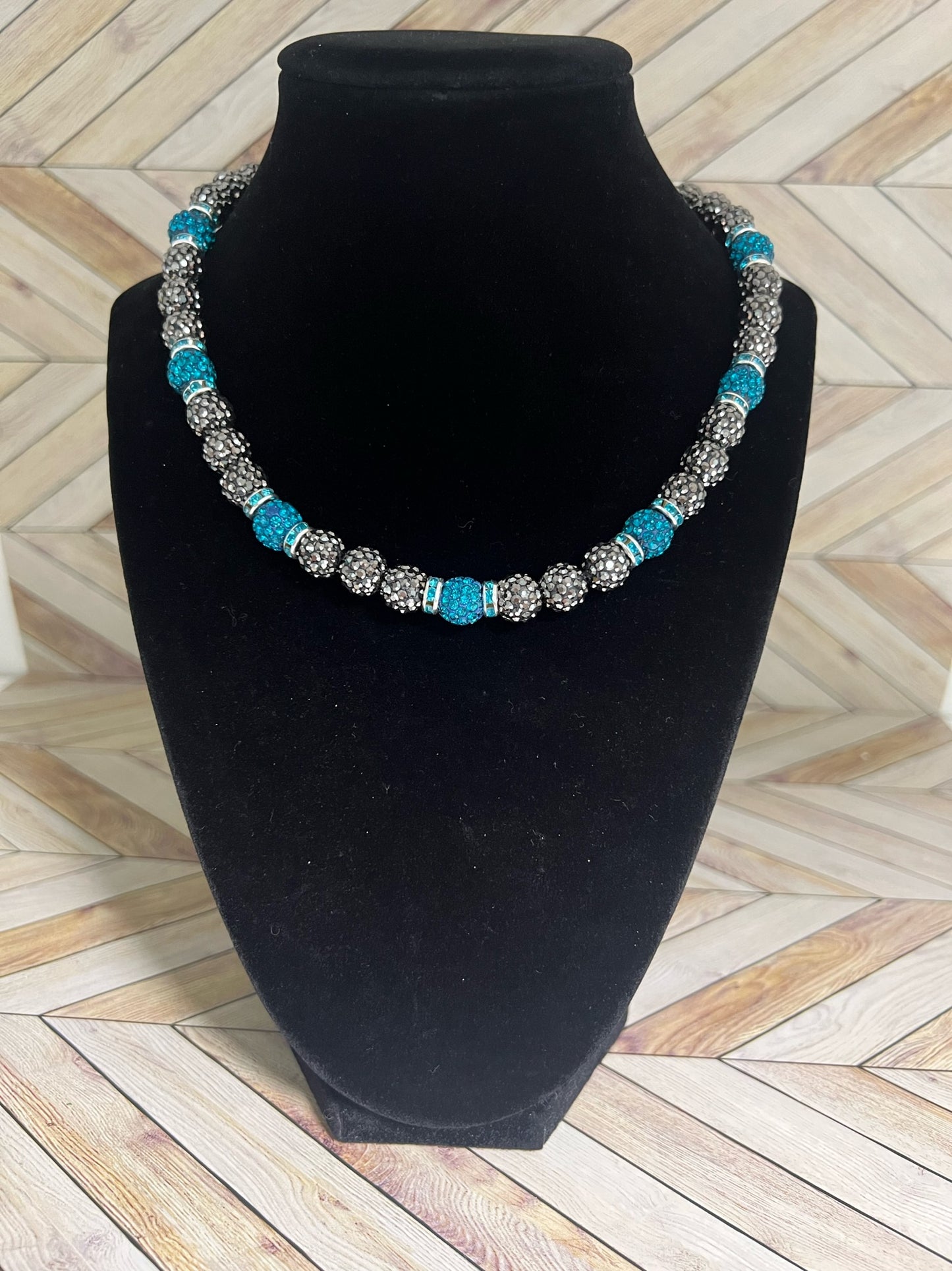 Grey & Teal w/ Teal Spacers Necklace