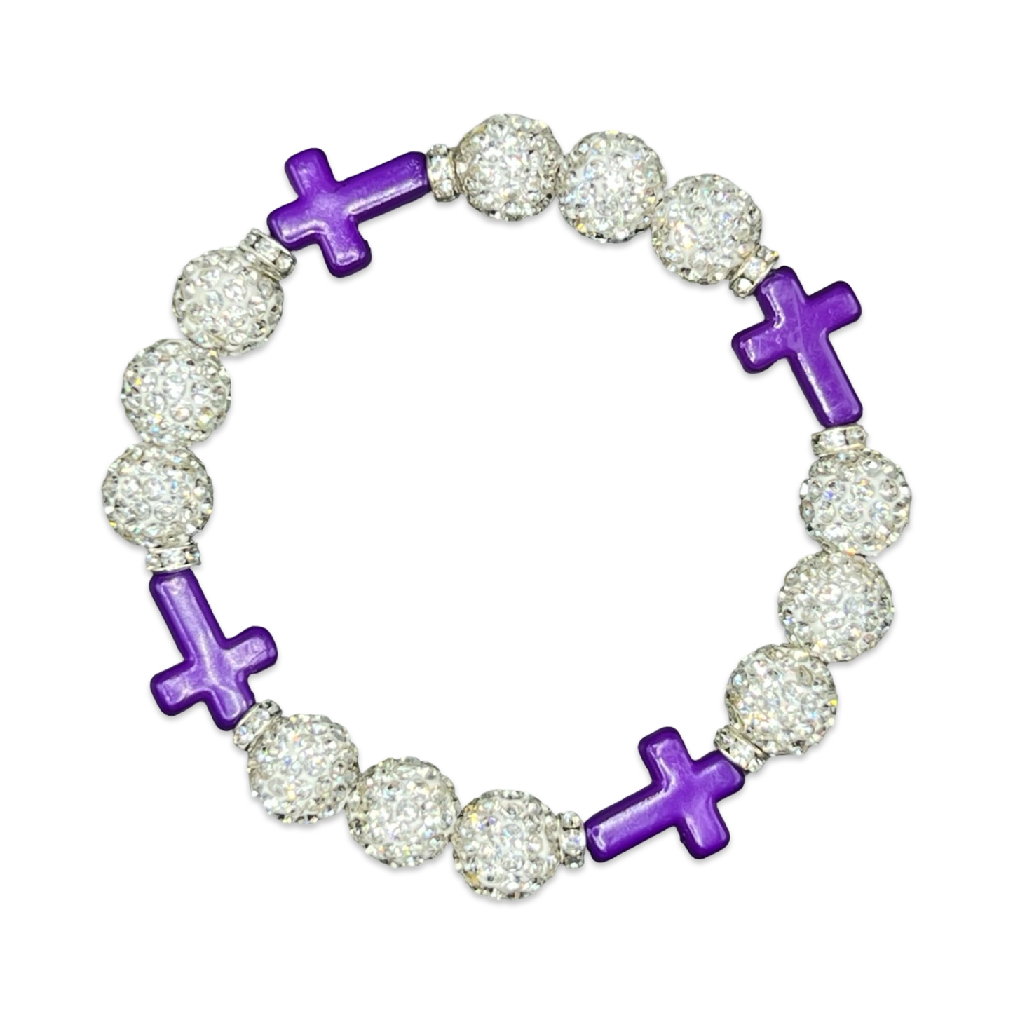 White & Purple Mini Cross Bracelet