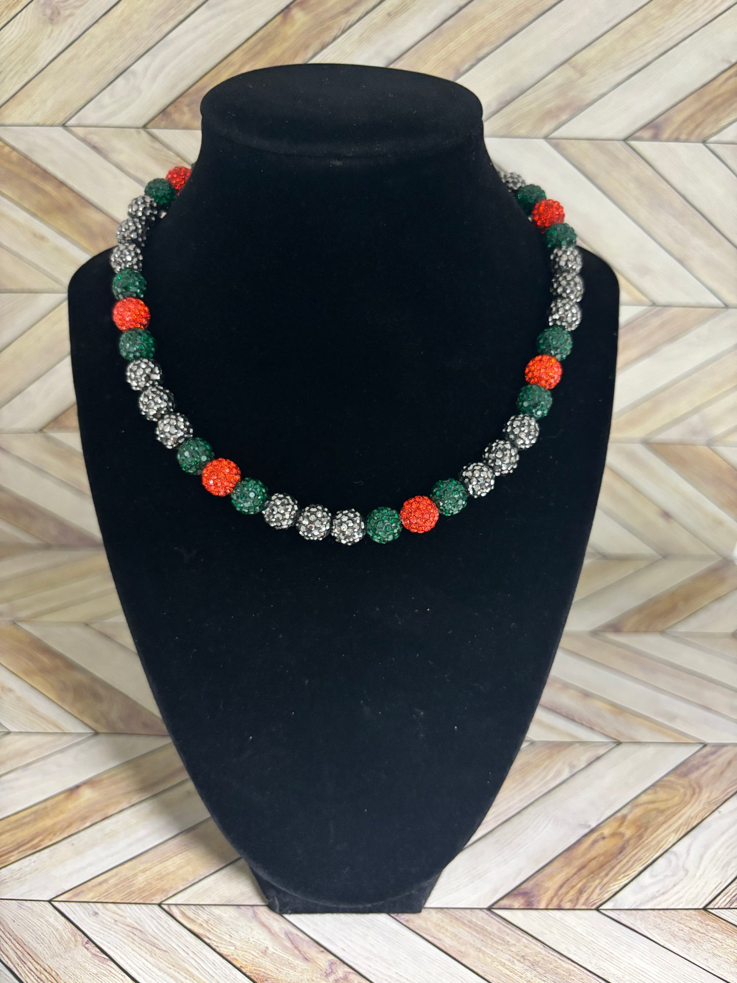 Green, Orange & Grey Necklace