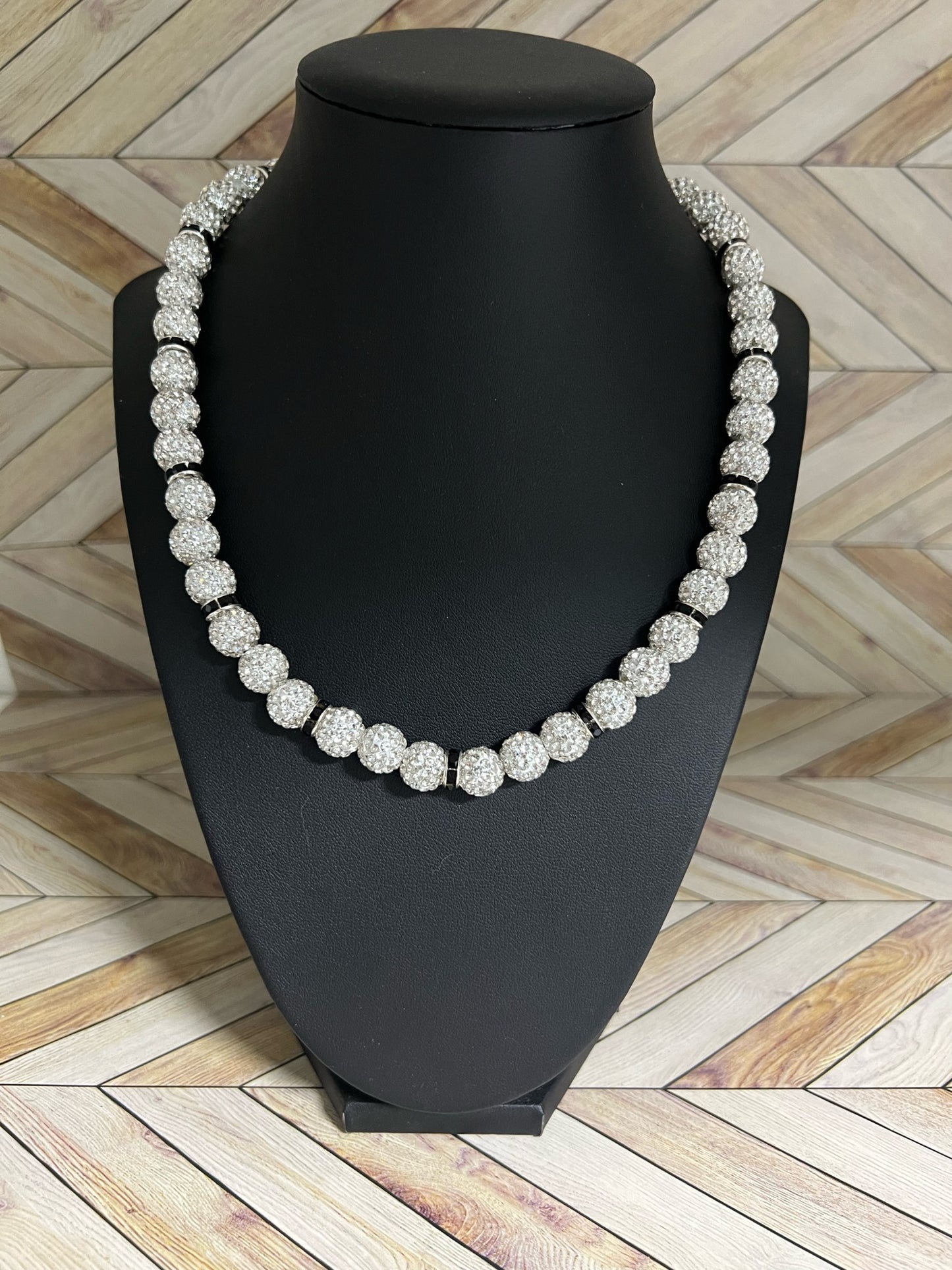 White w/ Black Spacers Necklace