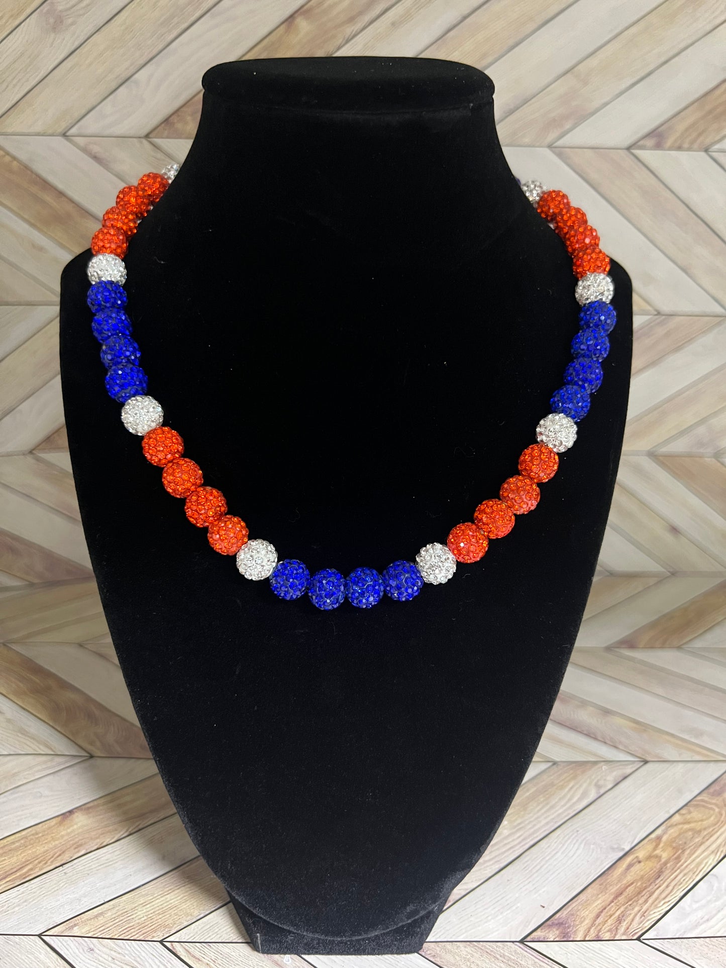 Royal Blue, Orange & White Necklace