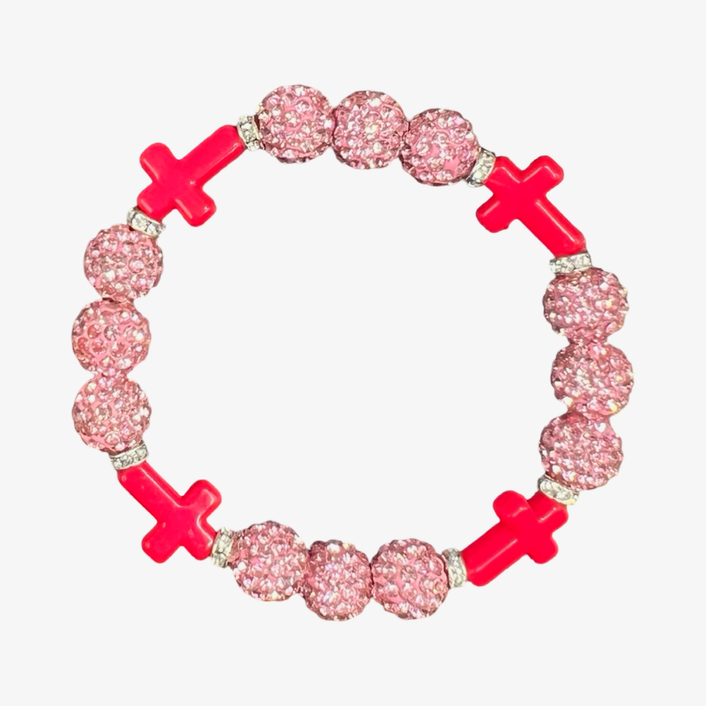 Pink & Hot Pink Mini Cross Bracelet