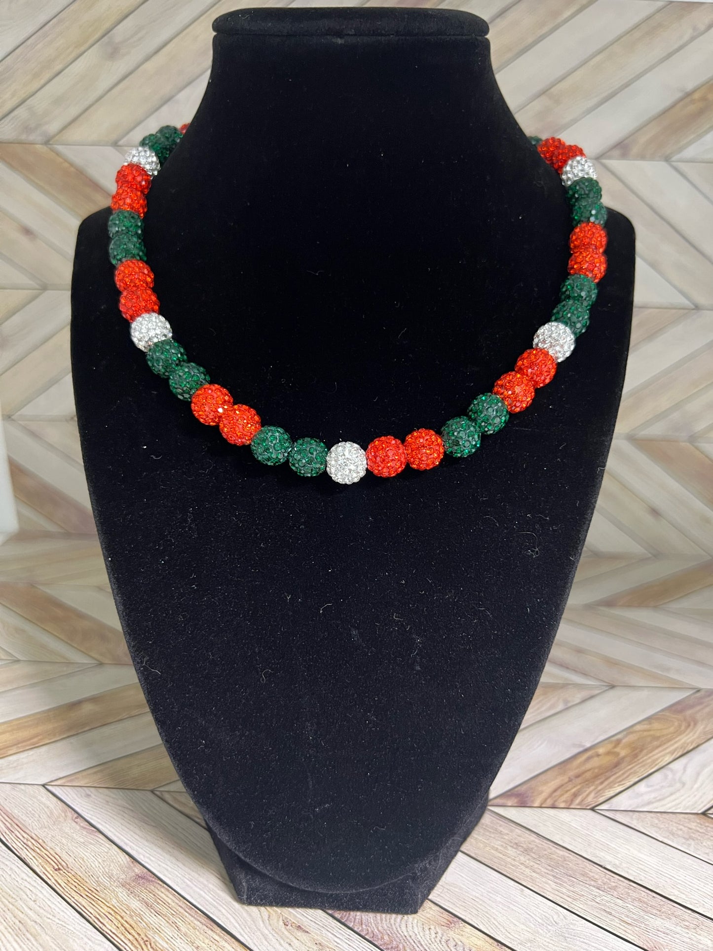Green, Orange & White Necklace
