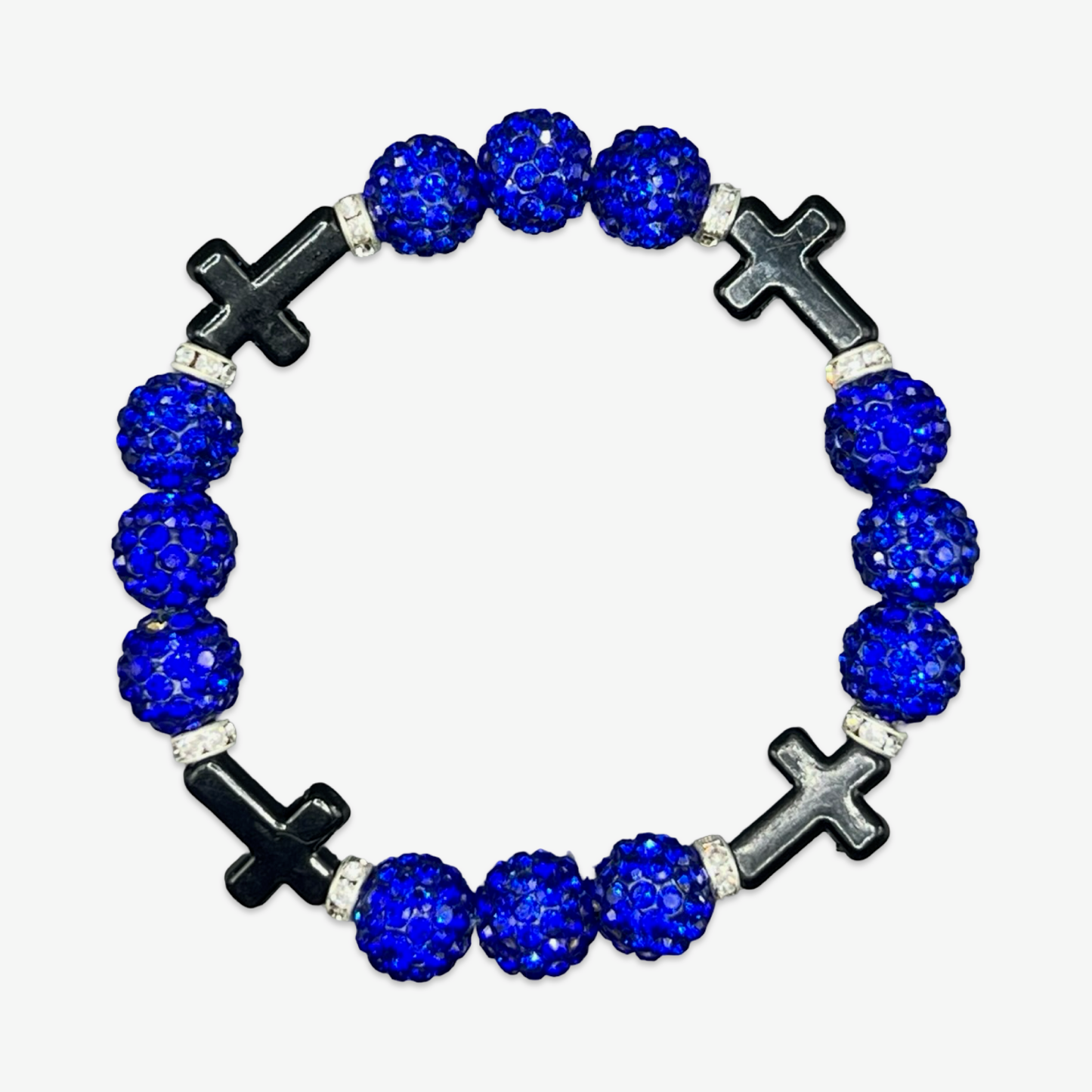 Royal Blue & Black Mini Cross Bracelet
