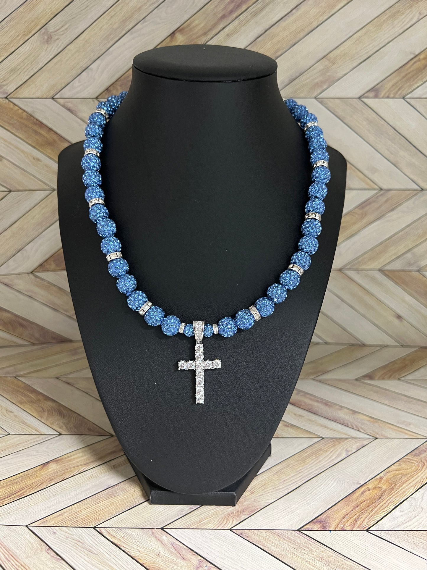 Baby Blue Cross Pendant Necklace