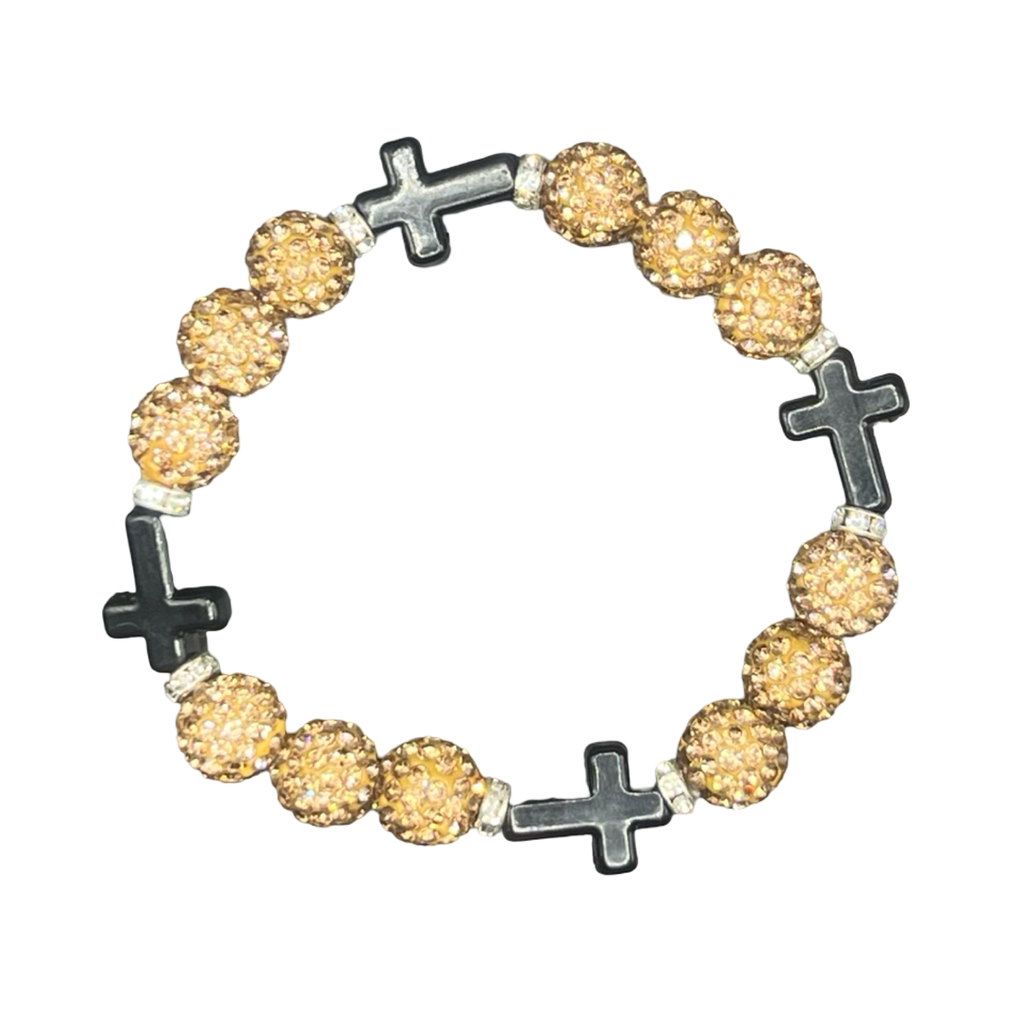 Gold & Black Mini Cross Bracelet