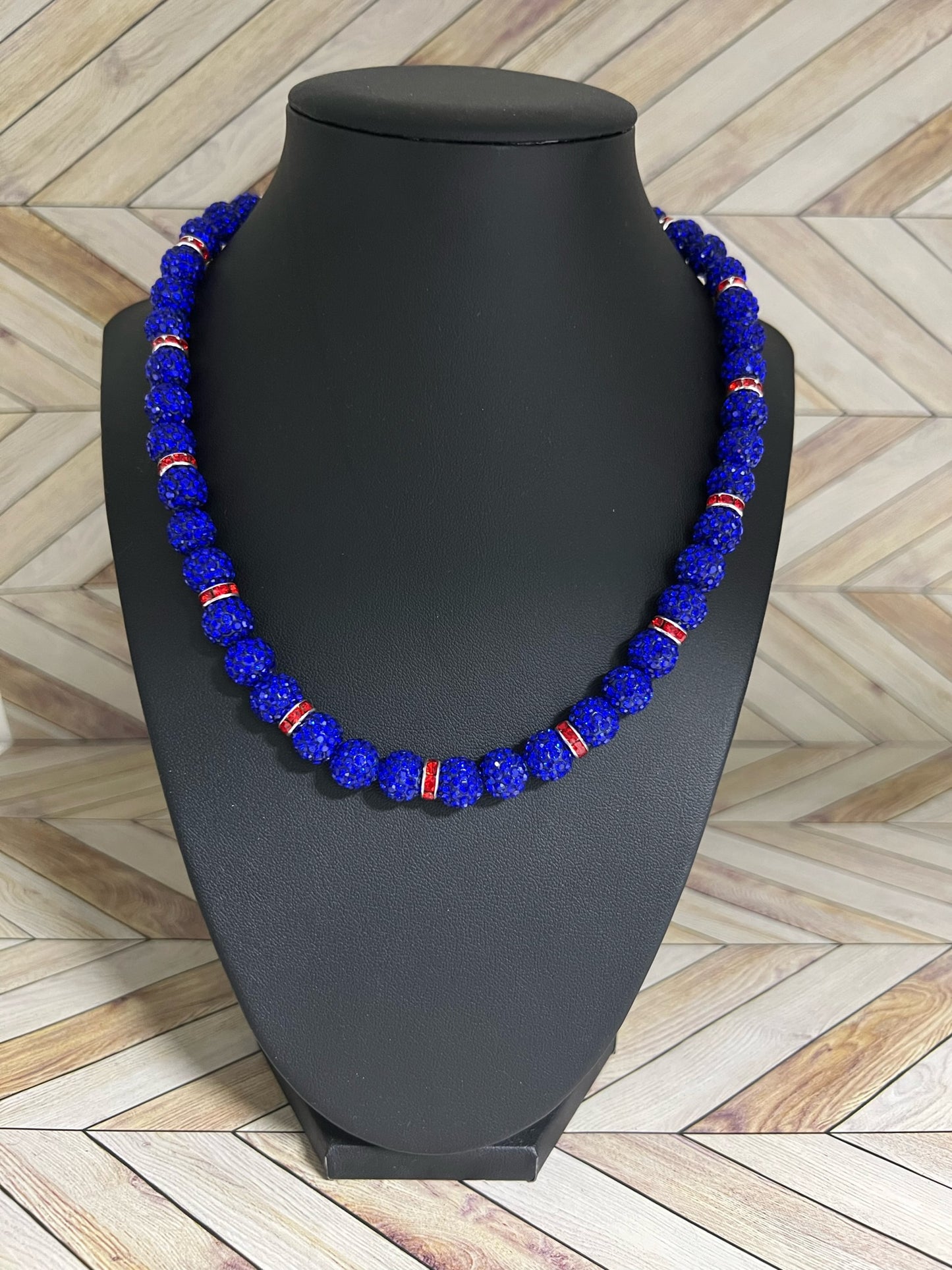 Royal Blue w/ Red Spacers Necklace