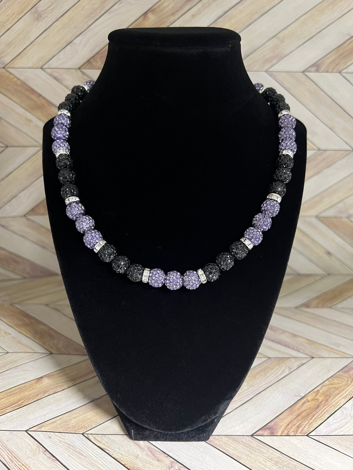 Black & Purple w/ White Spacers Necklace