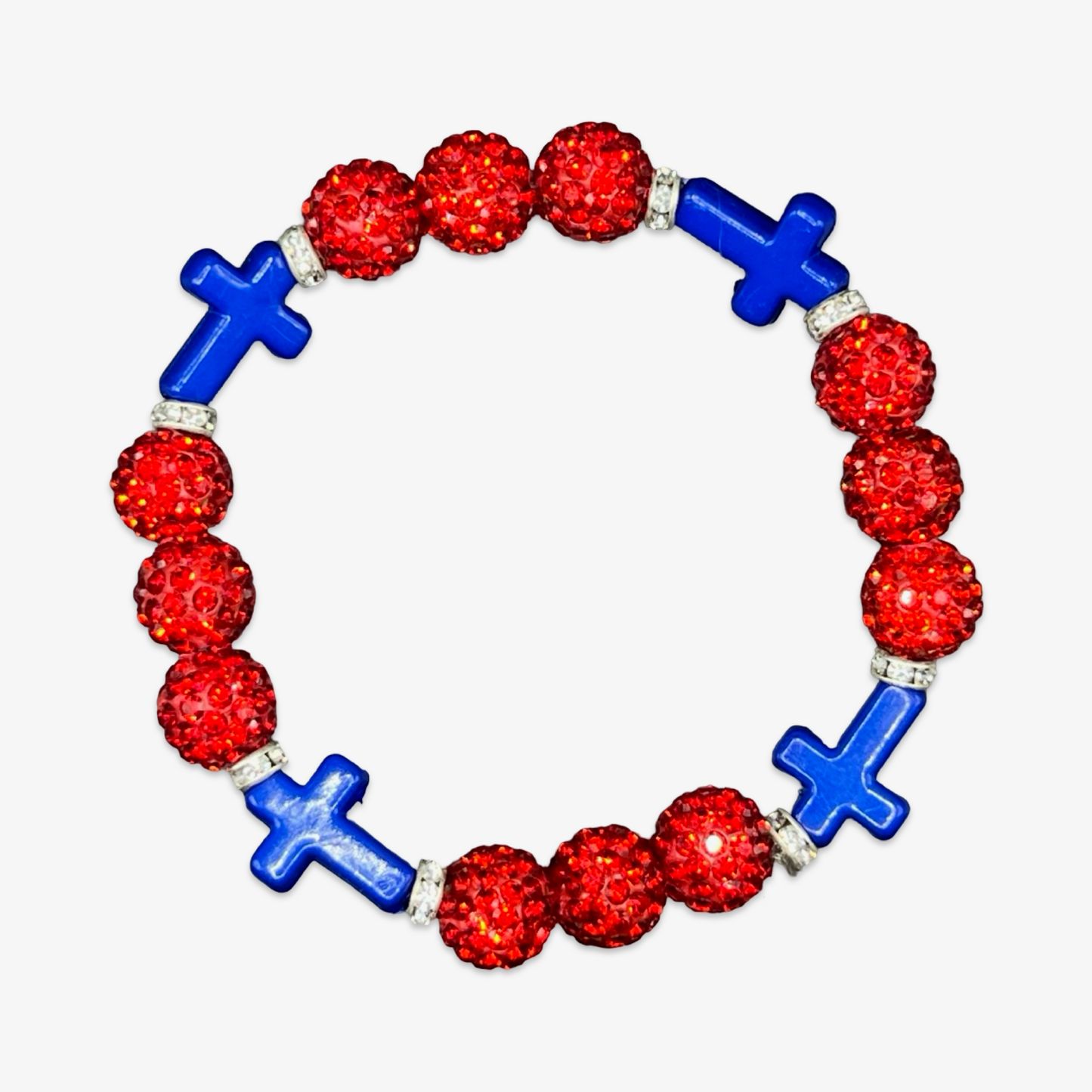 Red & Royal Blue Mini Cross Bracelet