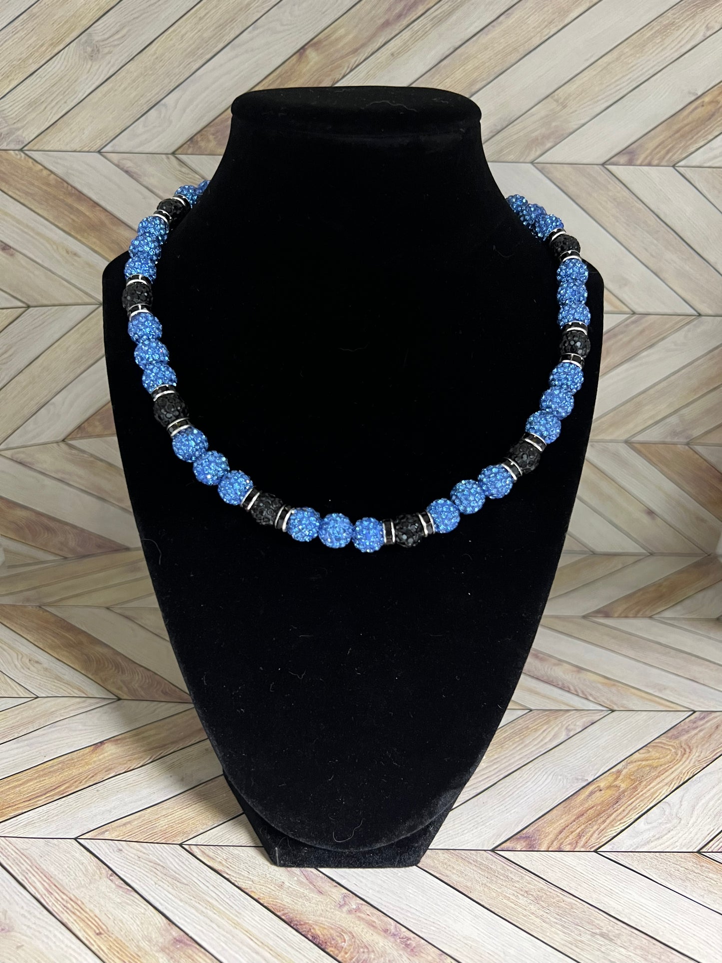 Baby Blue & Black w/ Black Spacers Necklace
