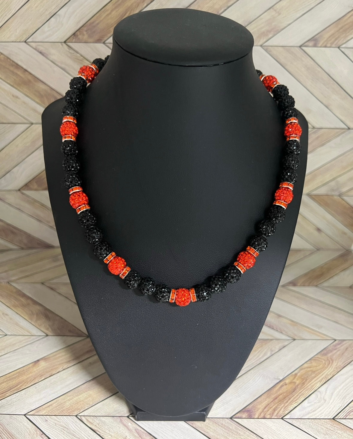 Black & Orange w/ Orange Spacers Necklace