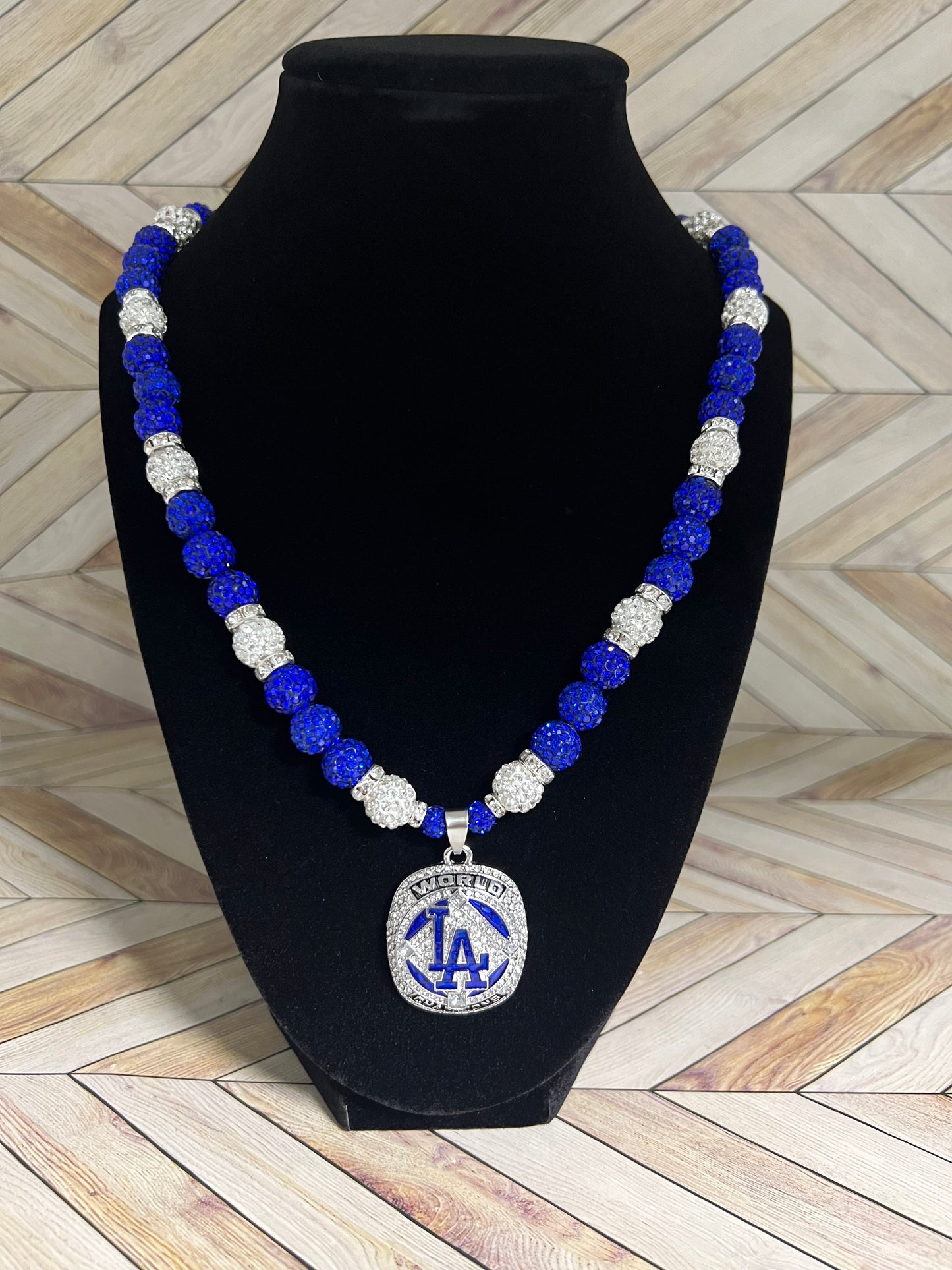 Royal Blue & White Championship Pendant Necklace