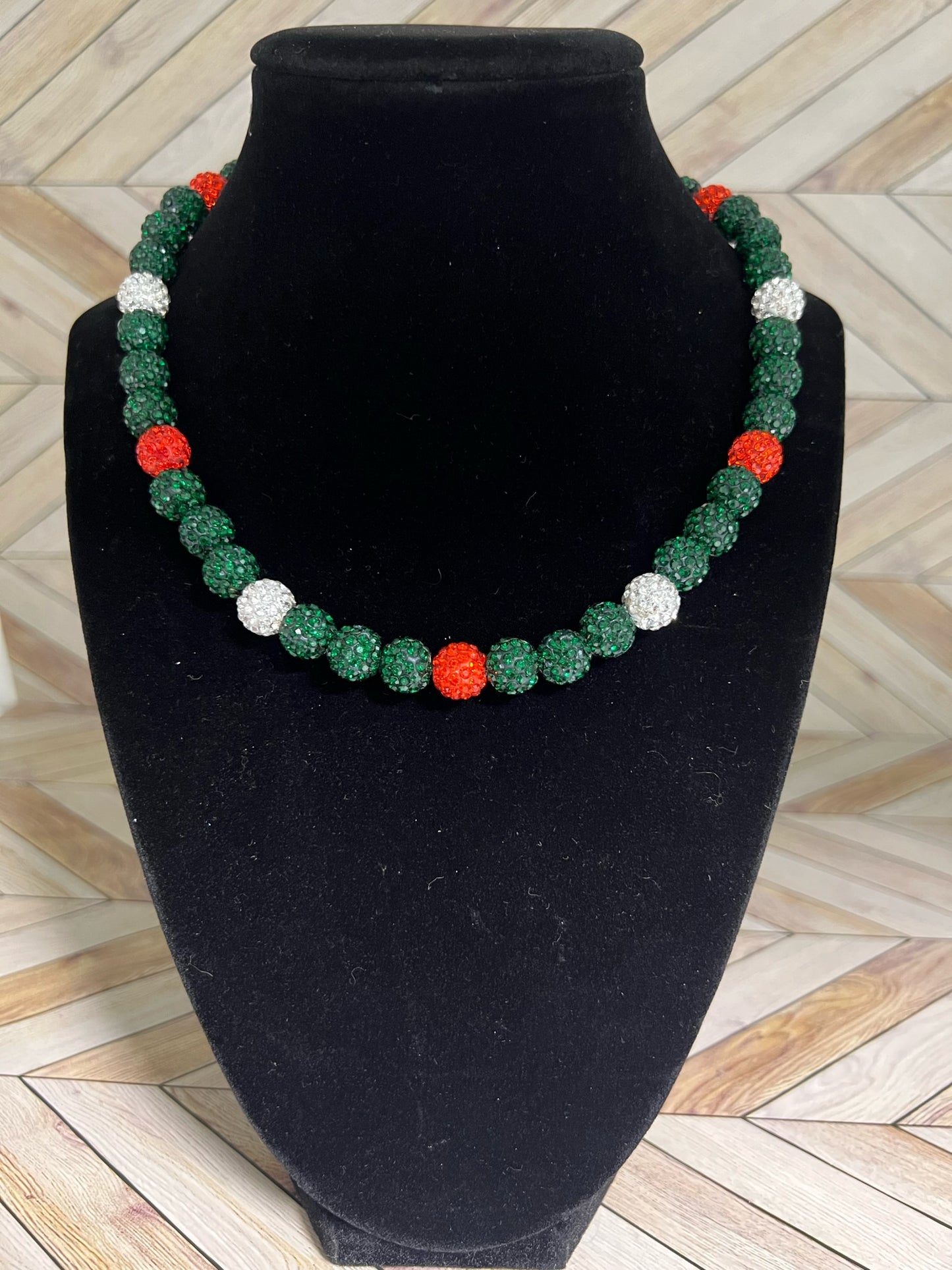 Green, Orange & White Necklace