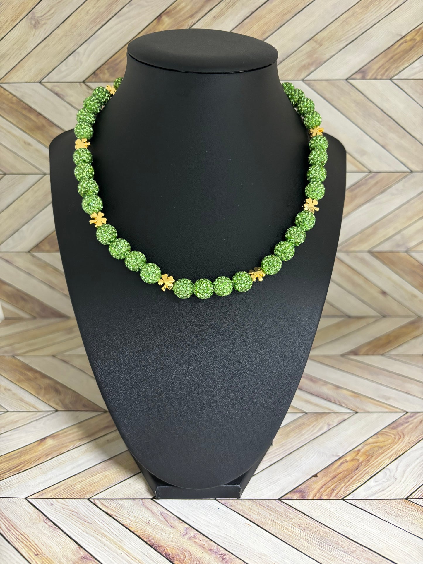 Lime Green Clover Necklace