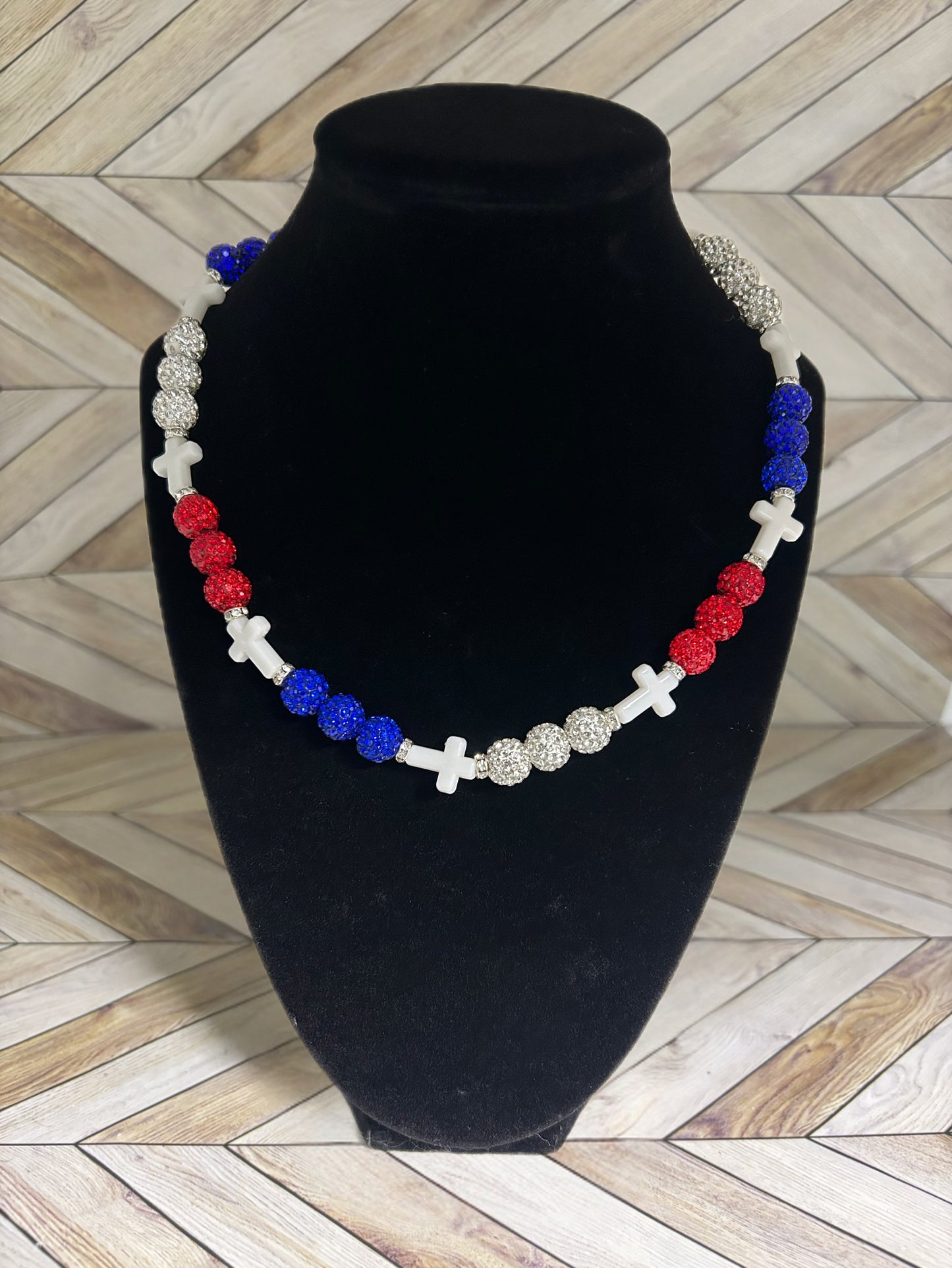 Red, White & Blue Mini Cross Necklace