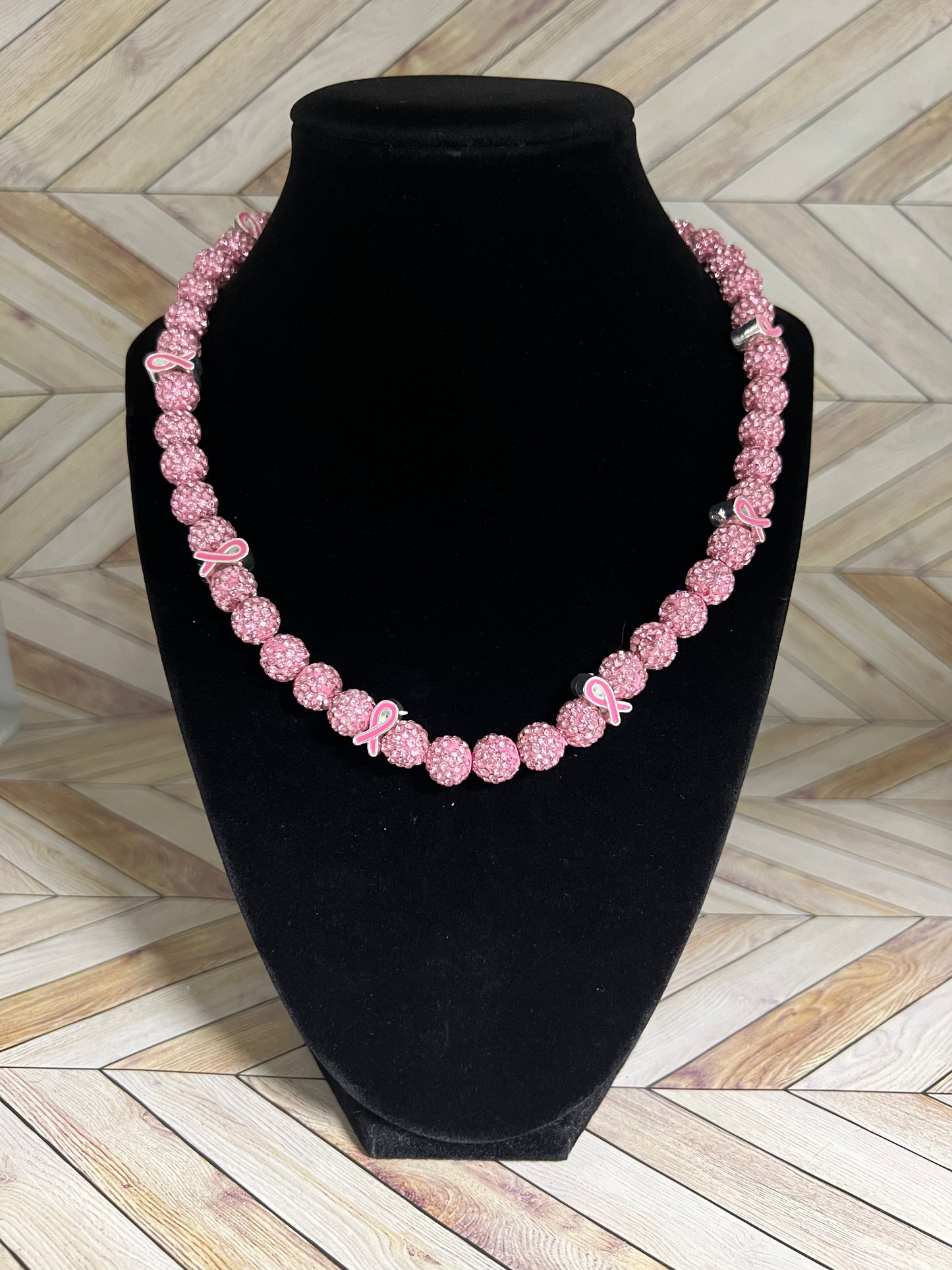 Pink Breast Cancer Ribbon Necklace