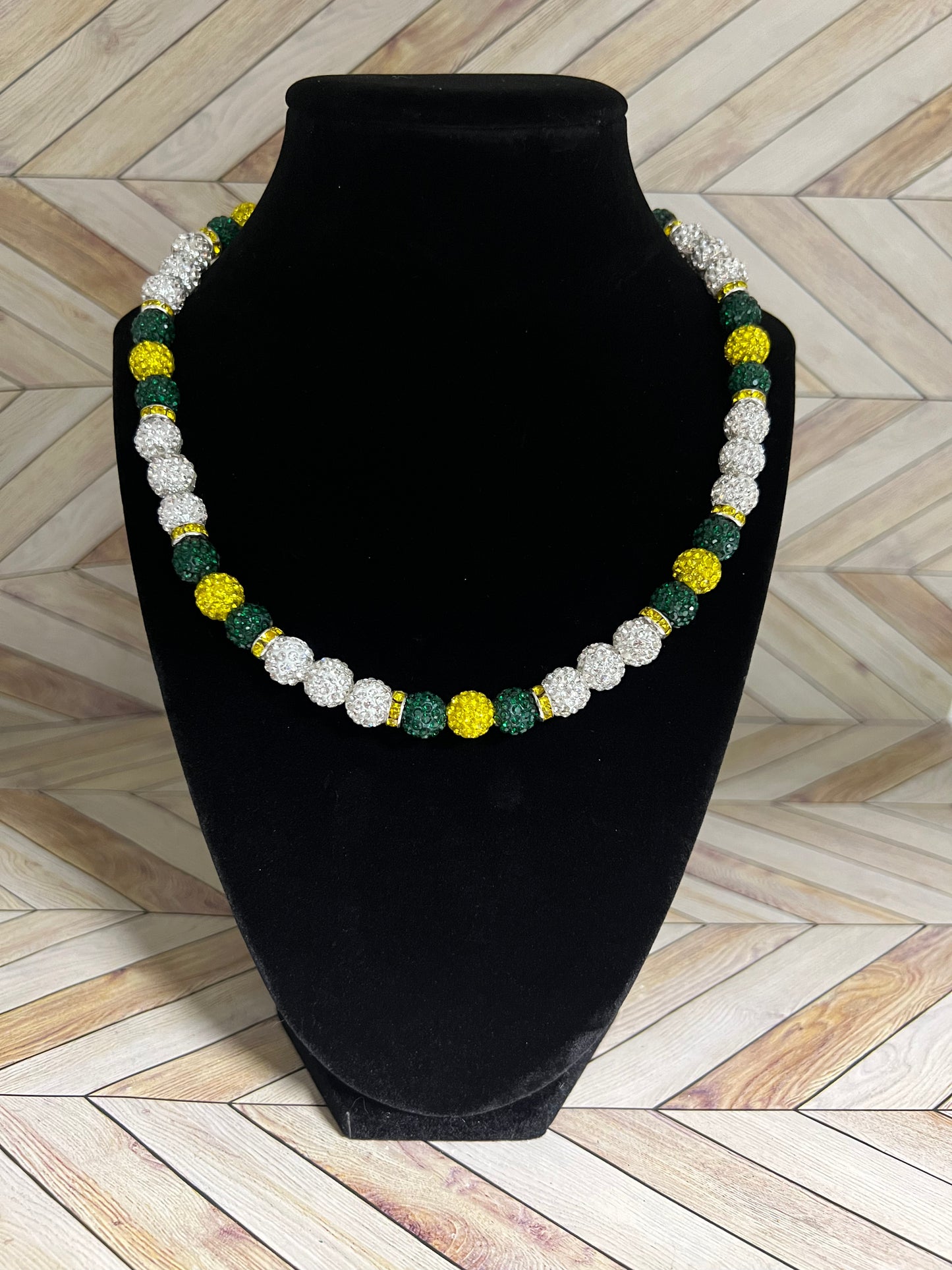 White, Green & Yellow w/ Yellow Spacers Necklace