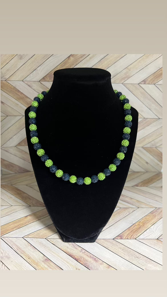 Navy & Lime Green Necklace