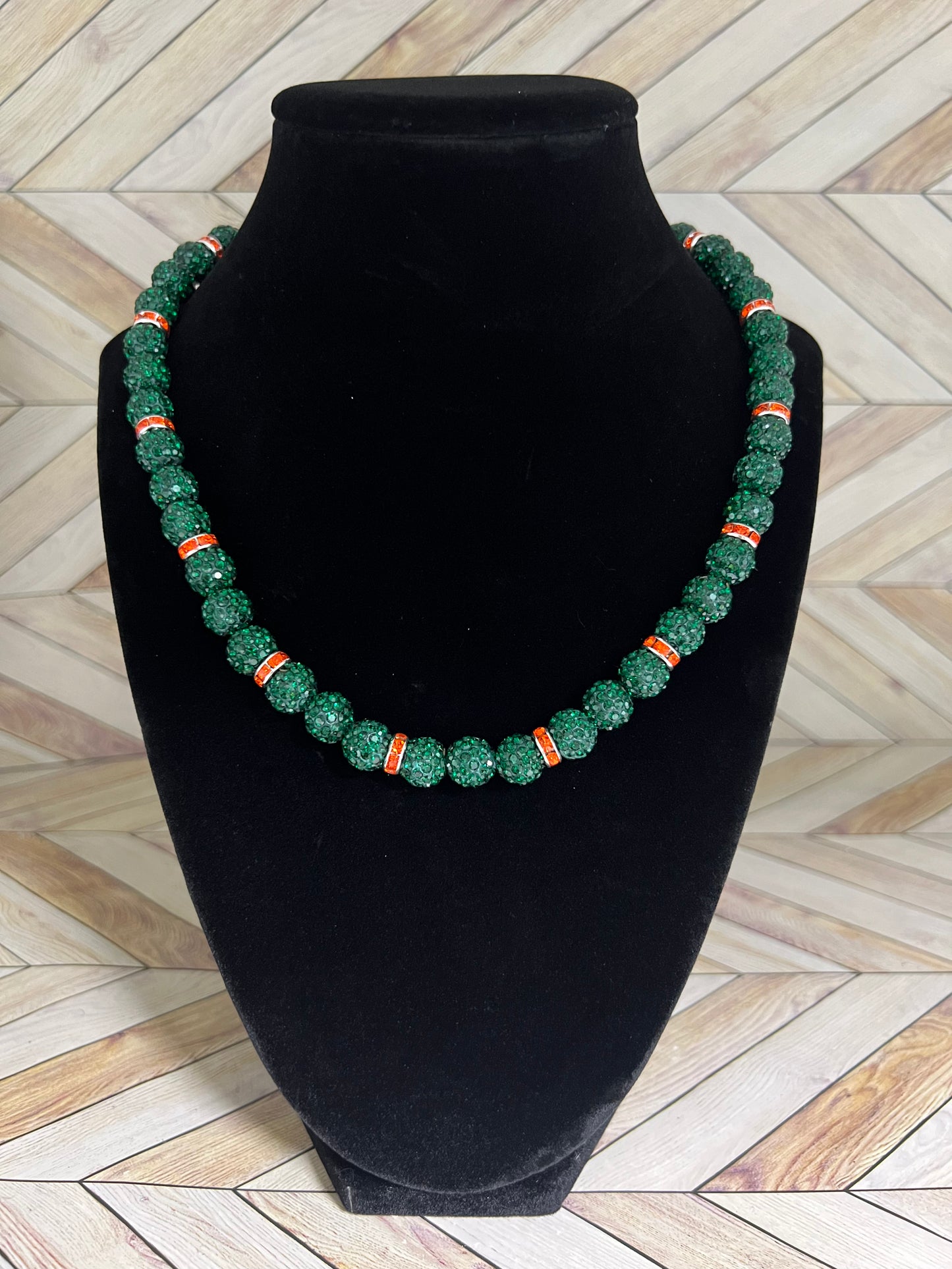 Green w/ Orange Spacers Necklace