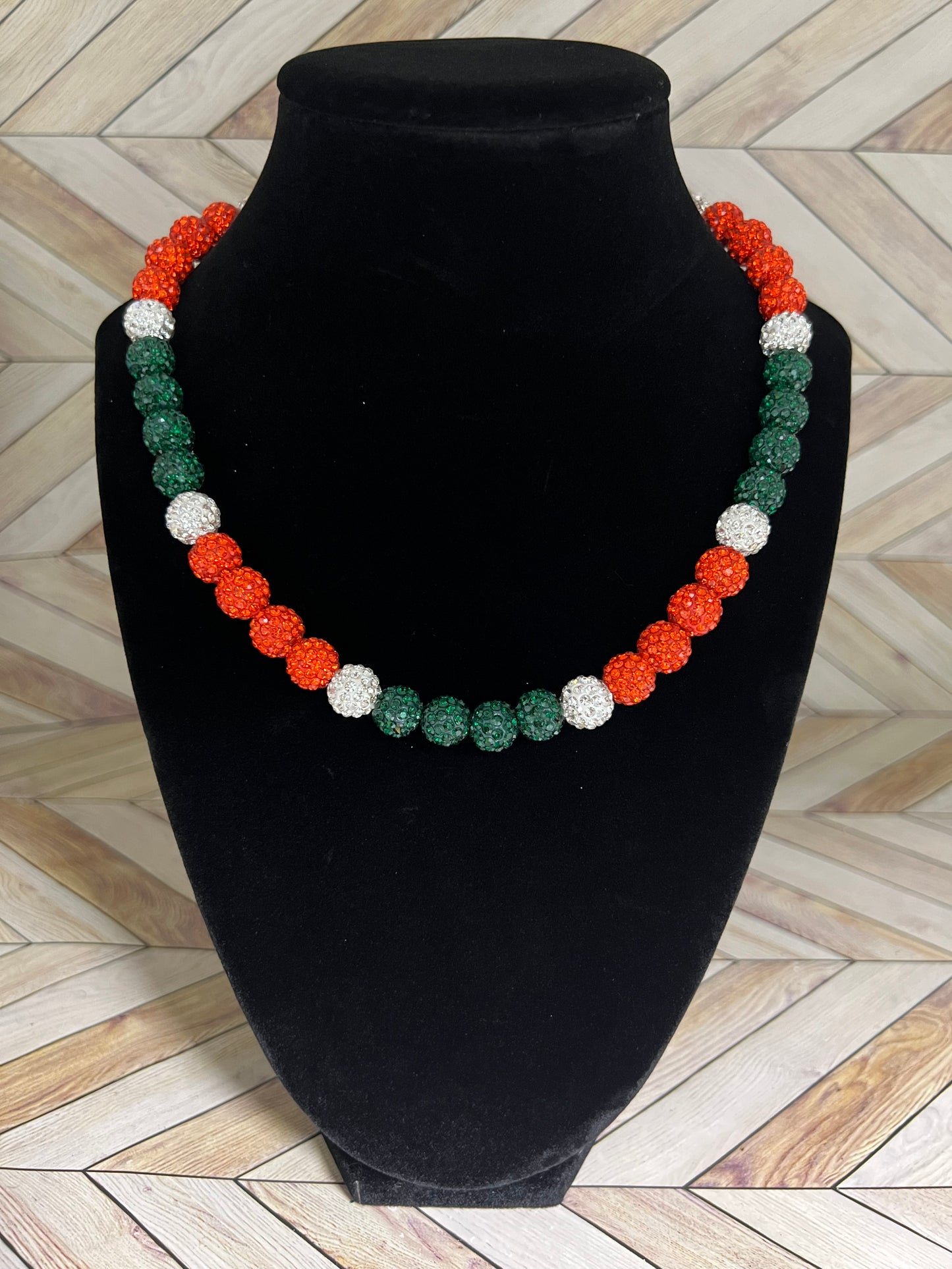 Green, Orange & White Necklace