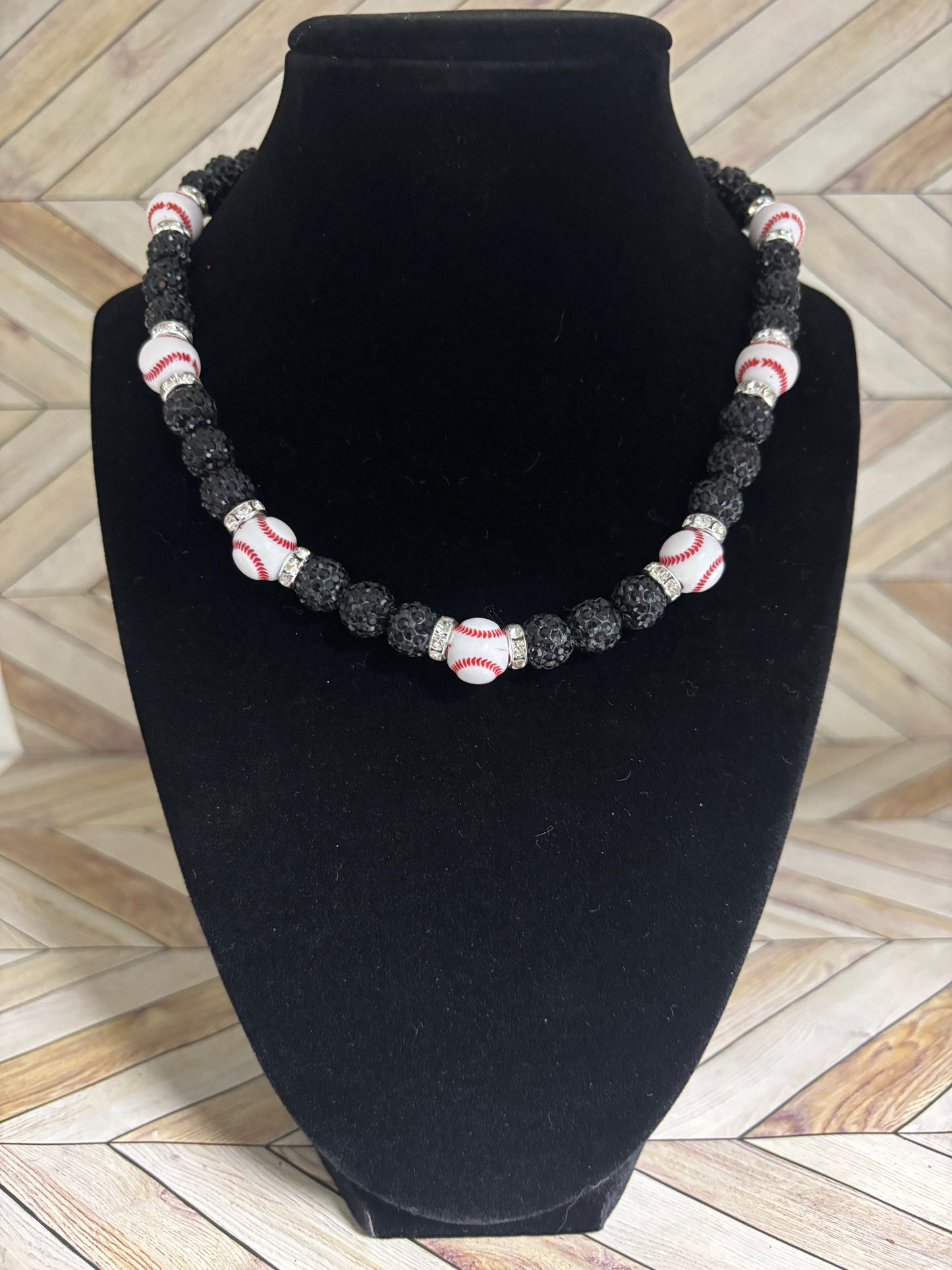 Black Baseball Bead Necklace