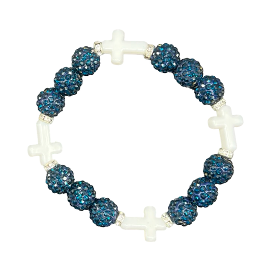 Navy & White Mini Cross Bracelet