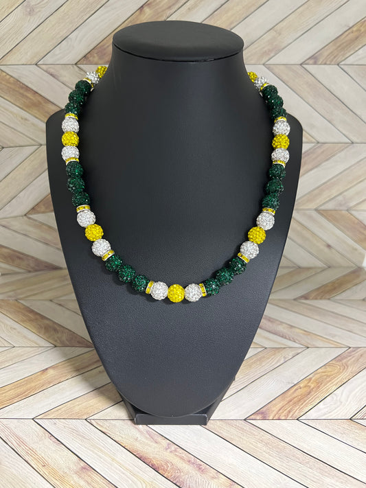 Green, Yellow & White w/ Yellow Spacers Necklace