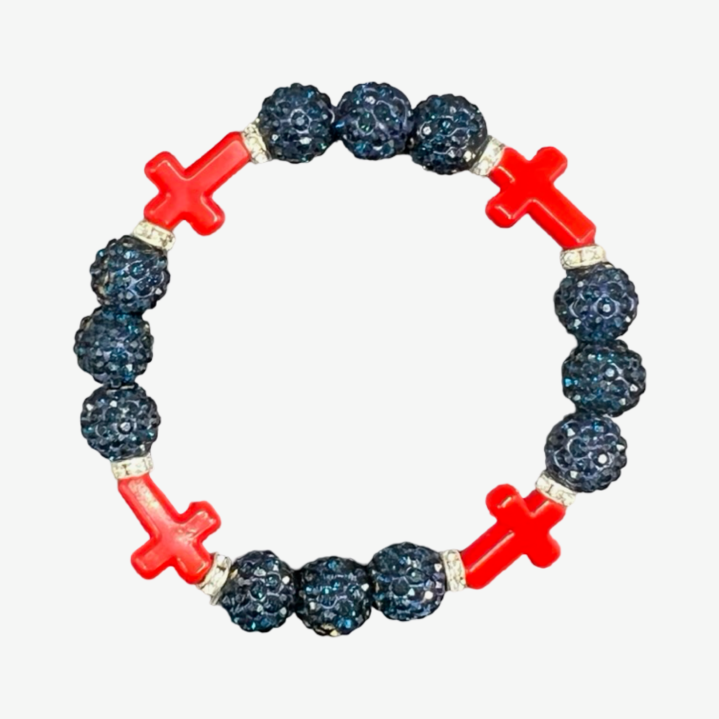 Navy & Red Mini Cross Bracelet