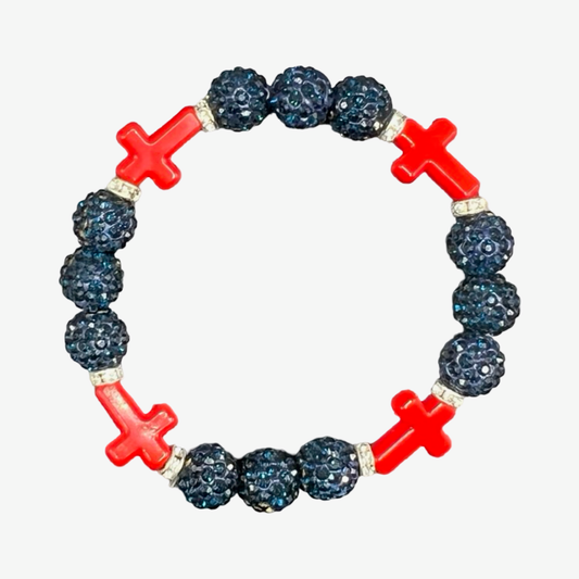 Navy & Red Mini Cross Bracelet