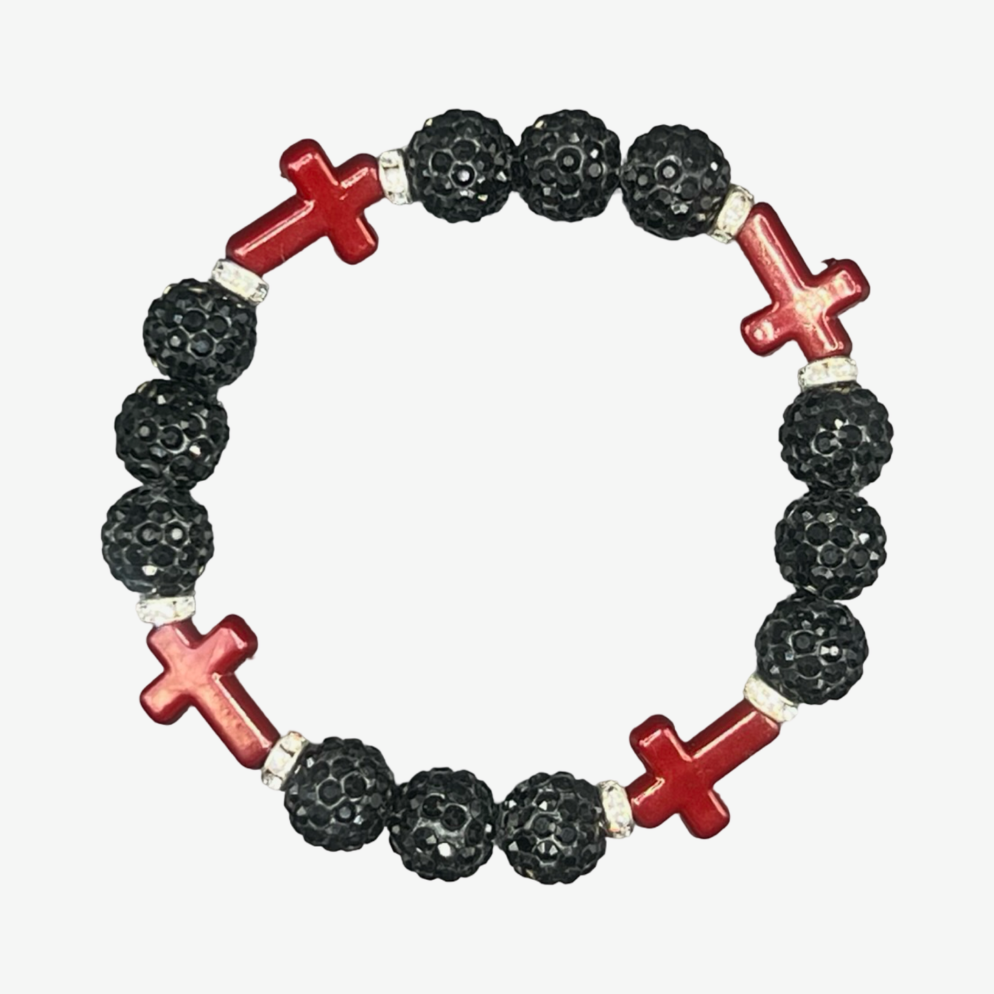 Black & Maroon Mini Cross Bracelet