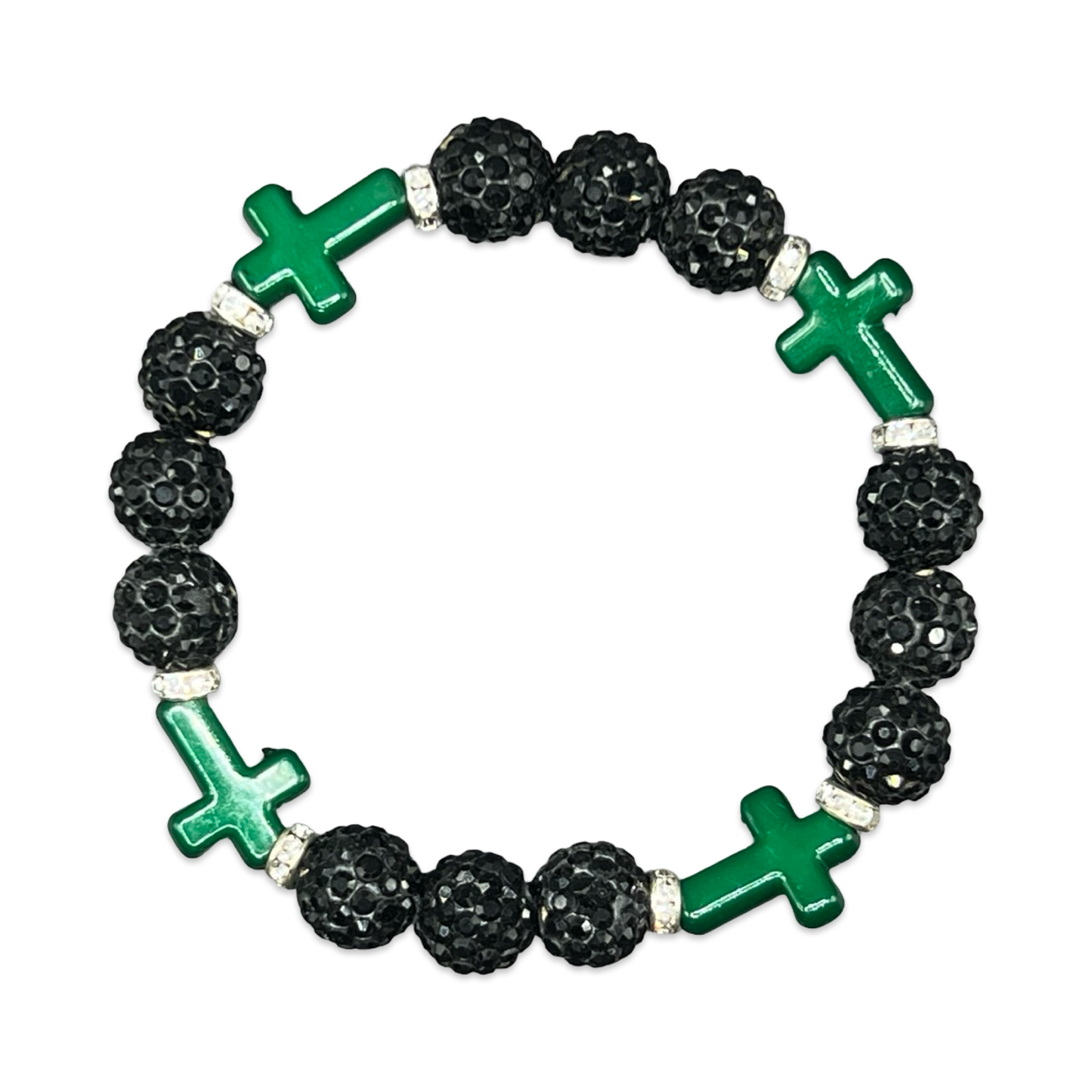 Black & Green Mini Cross Bracelet