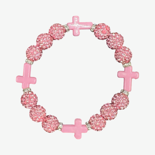 Pink & Pink Mini Cross Bracelet