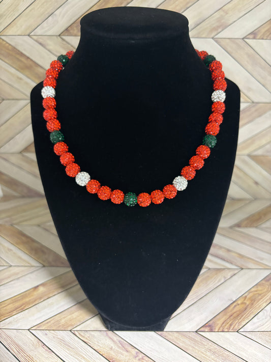 Green, Orange & White Necklace
