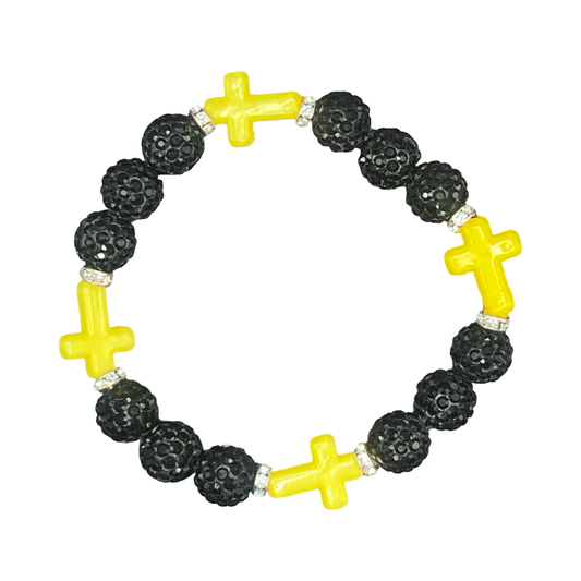 Black & Yellow Mini Cross Bracelet