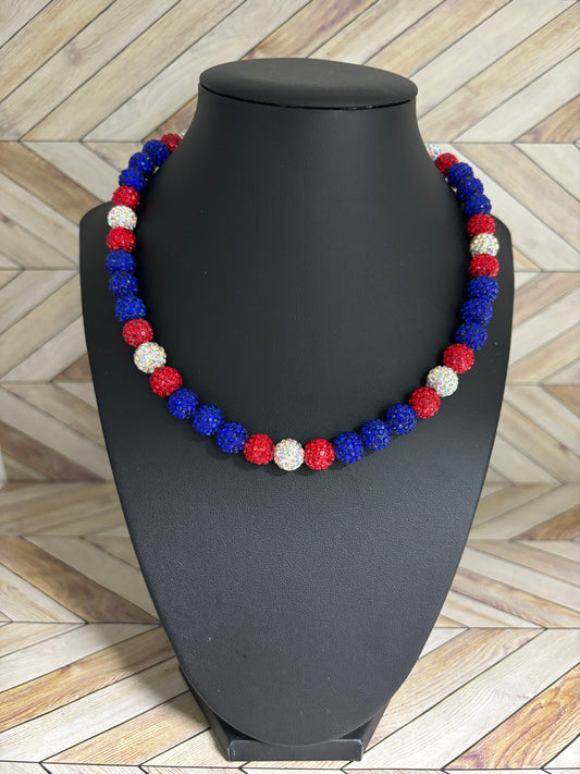 Royal Blue, Red & White Necklace