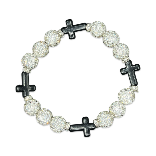 White & Black Mini Cross Bracelet