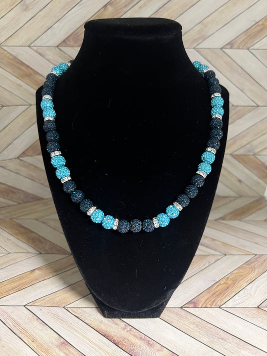 Navy & Aqua w/ White Spacers Necklace