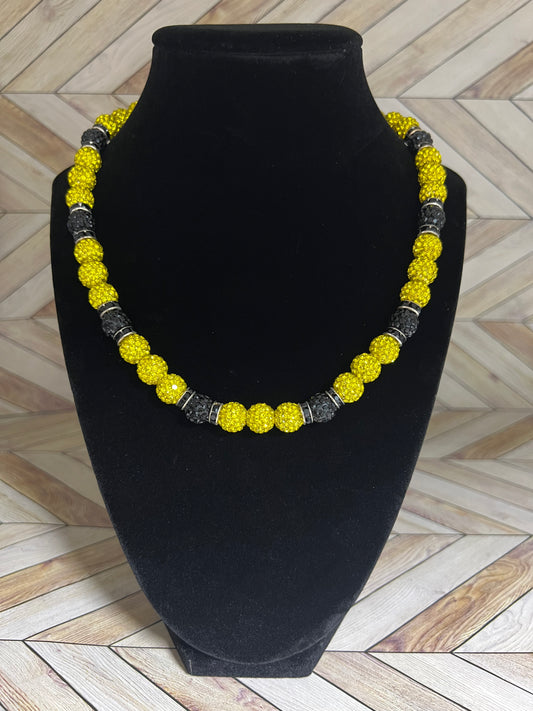 Yellow & Black w/ Black Spacers Necklace