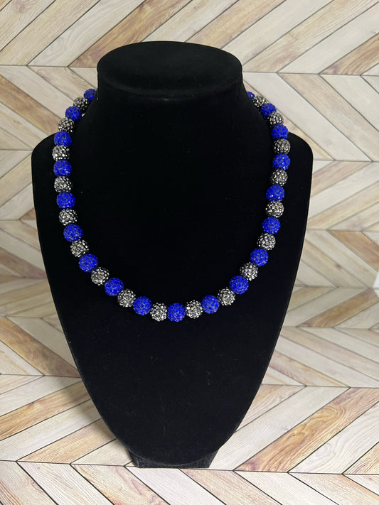 Royal Blue & Grey Necklace
