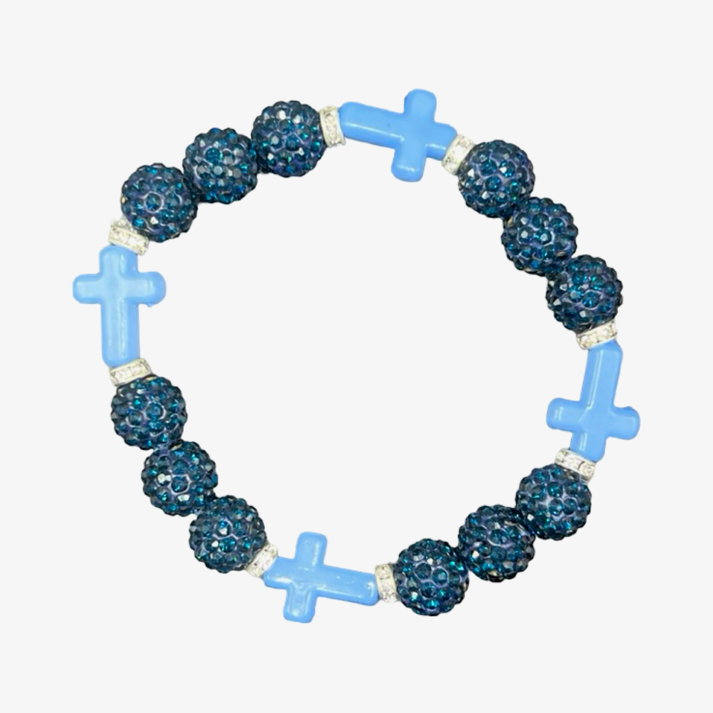 Navy & Baby Blue Mini Cross Bracelet