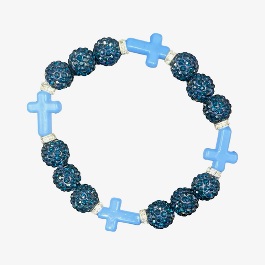 Navy & Baby Blue Mini Cross Bracelet