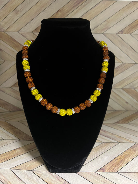 Brown & Yellow w/ White Spacers Necklace