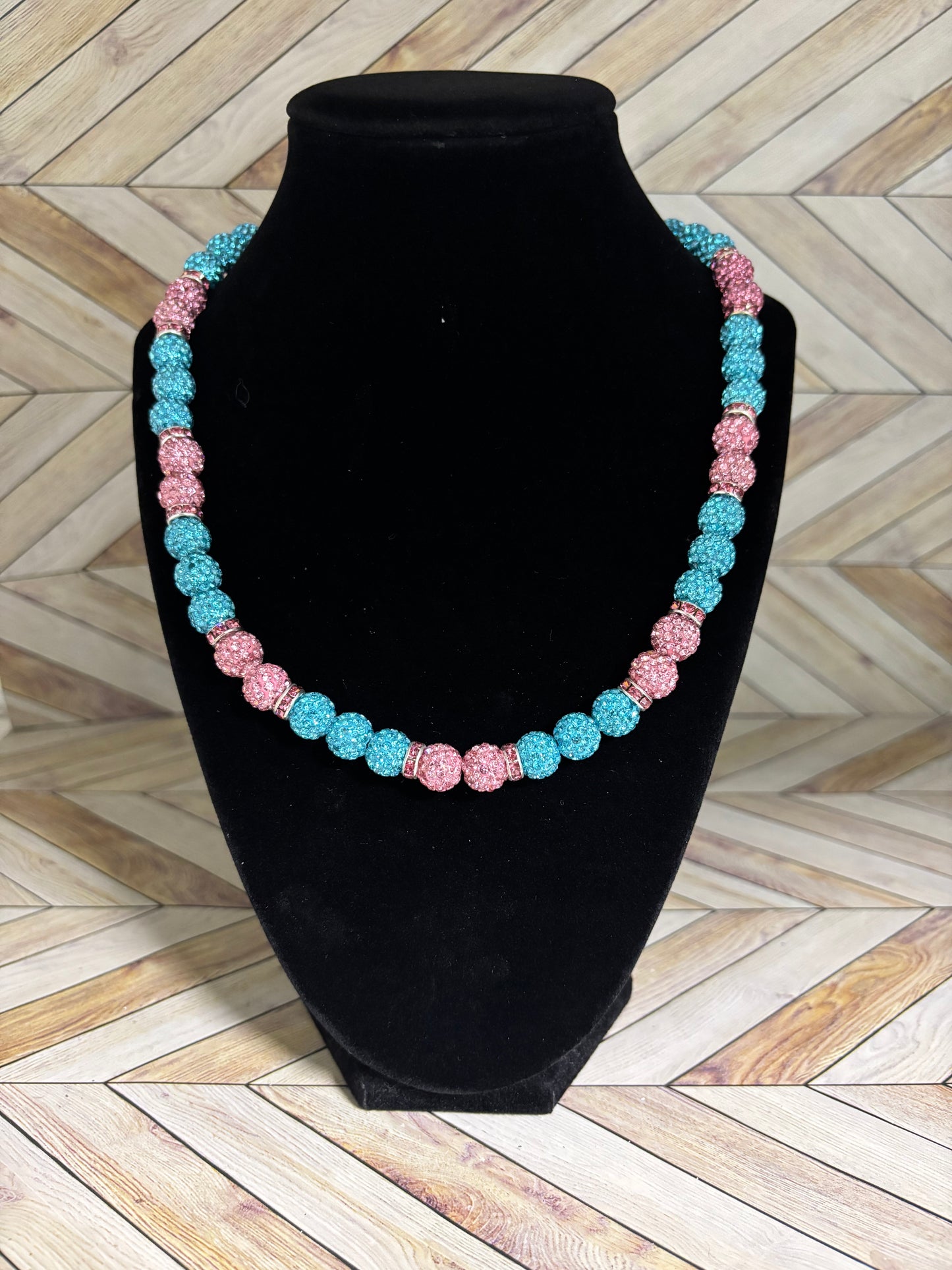 Aqua & Pink Cotton Candy Necklace