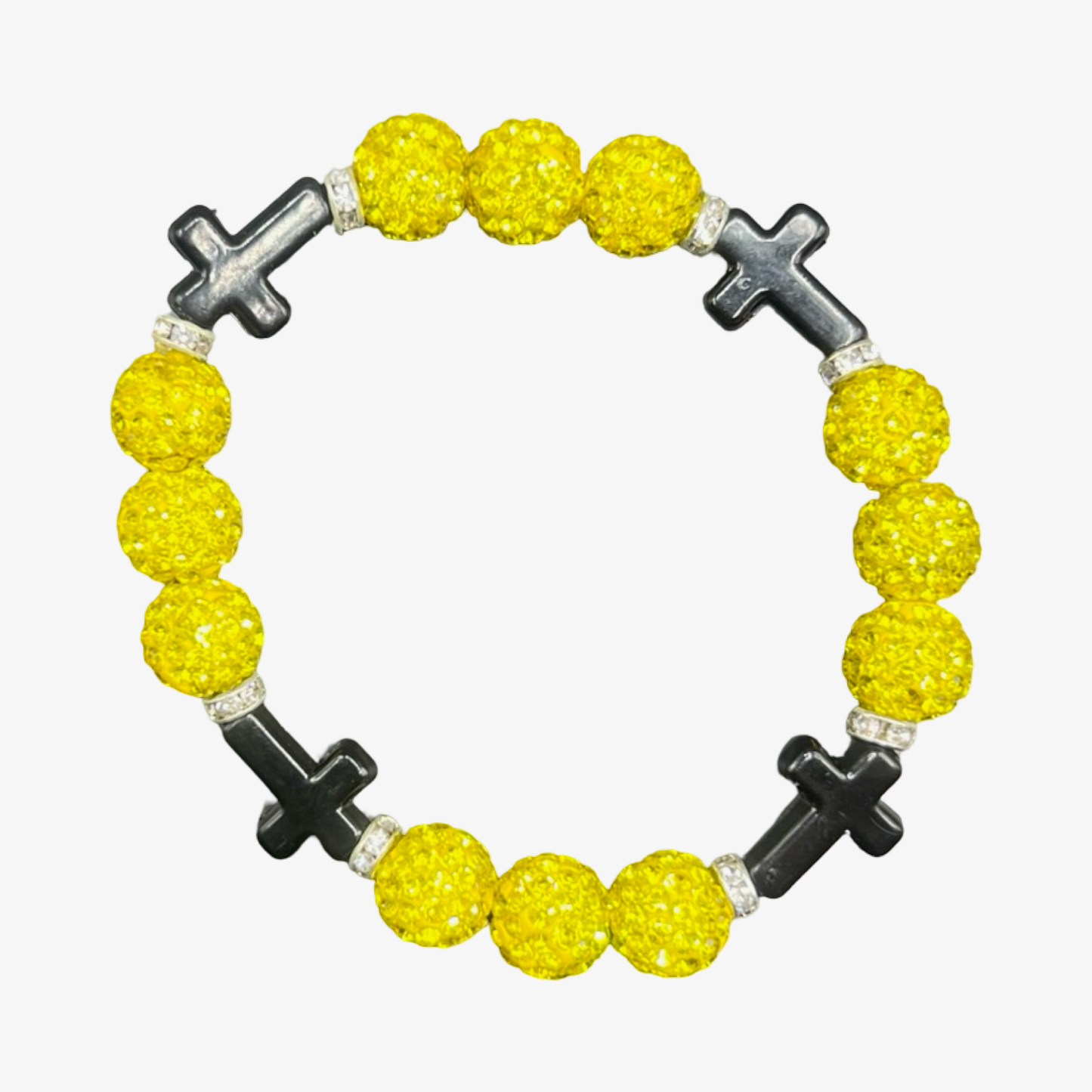 Yellow & Black Mini Cross Bracelet