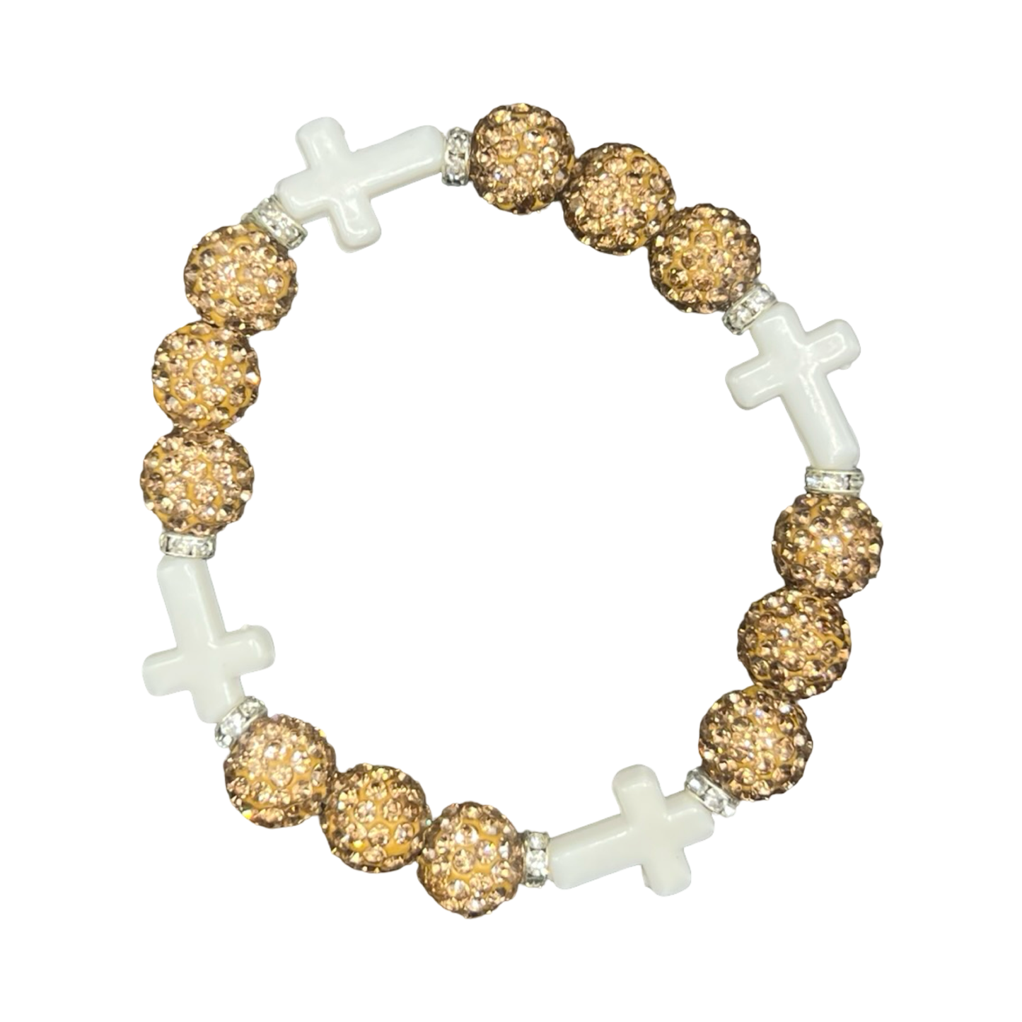 Gold & White Mini Cross Bracelet